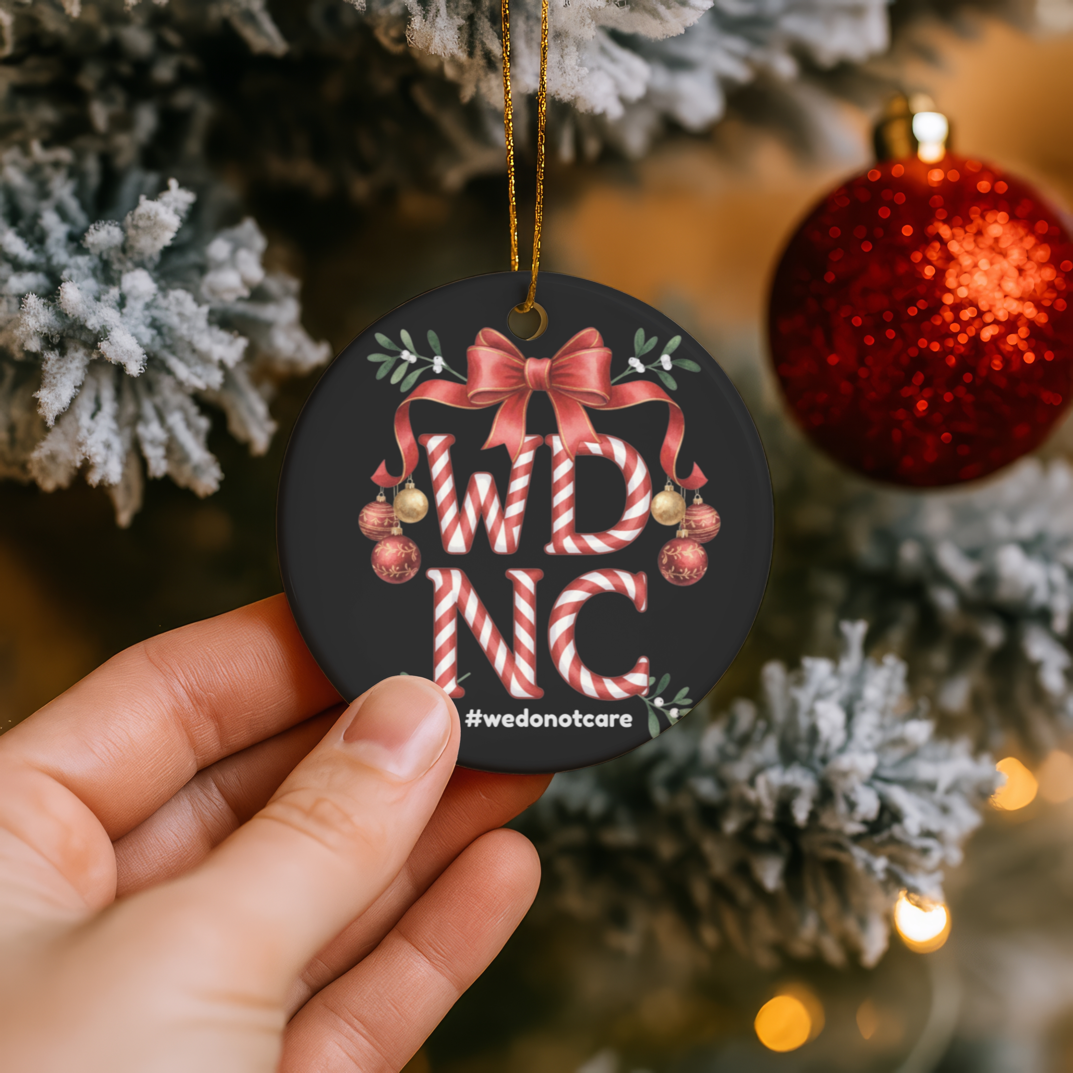 WDNC Christmas Ceramic Ornament, Holiday Decor, Christmas Gift, Customizable Ornaments, Festive Home Decoration, Unique Gift Idea product thumbnail image