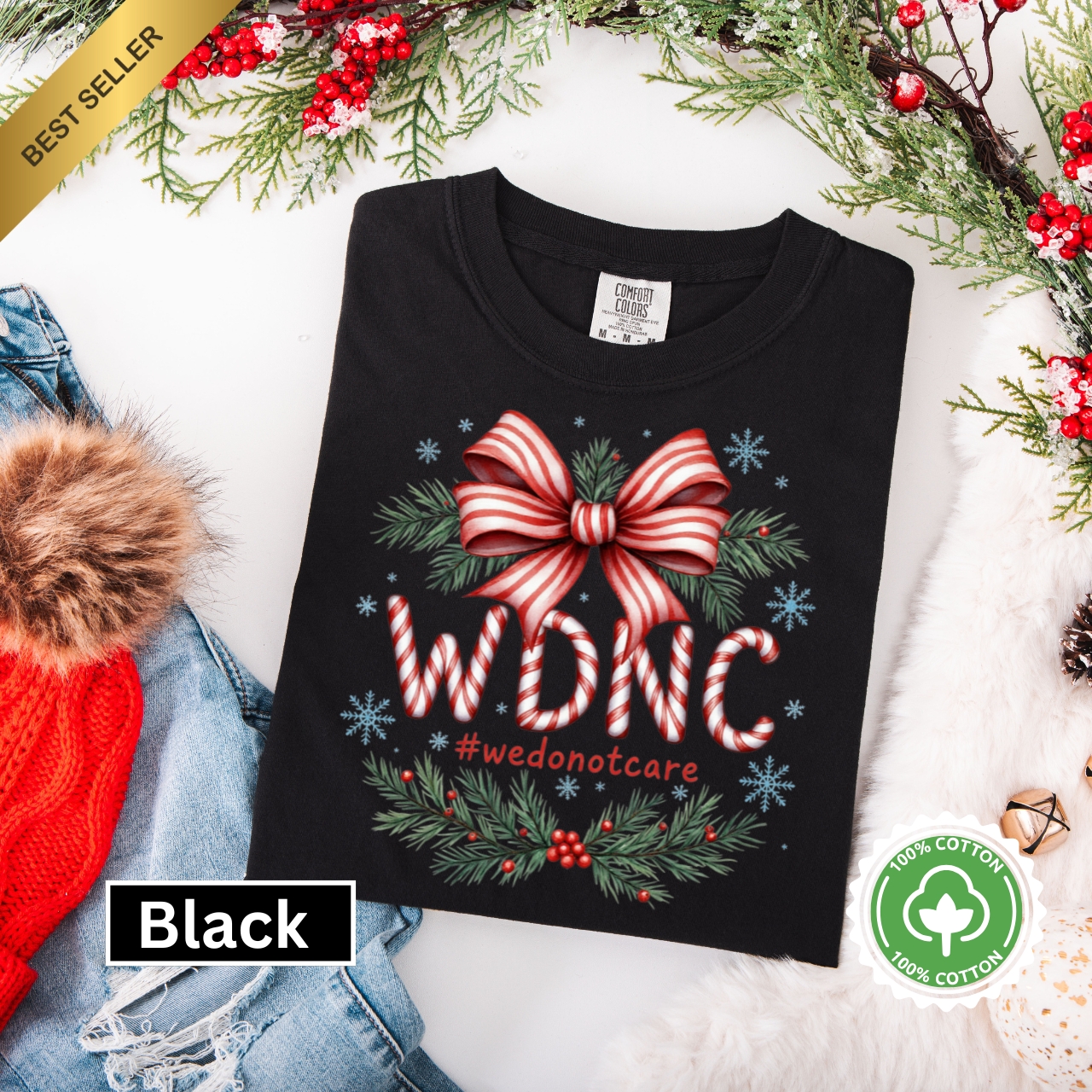 WDNC Club Christmas Shirt Holiday Cheer Unisex T-Shirt | #WeDoNotCare Christmas Tee, Gift for Him/Her, Festive Apparel, Casual Wear, Winter Wardrobe product thumbnail image