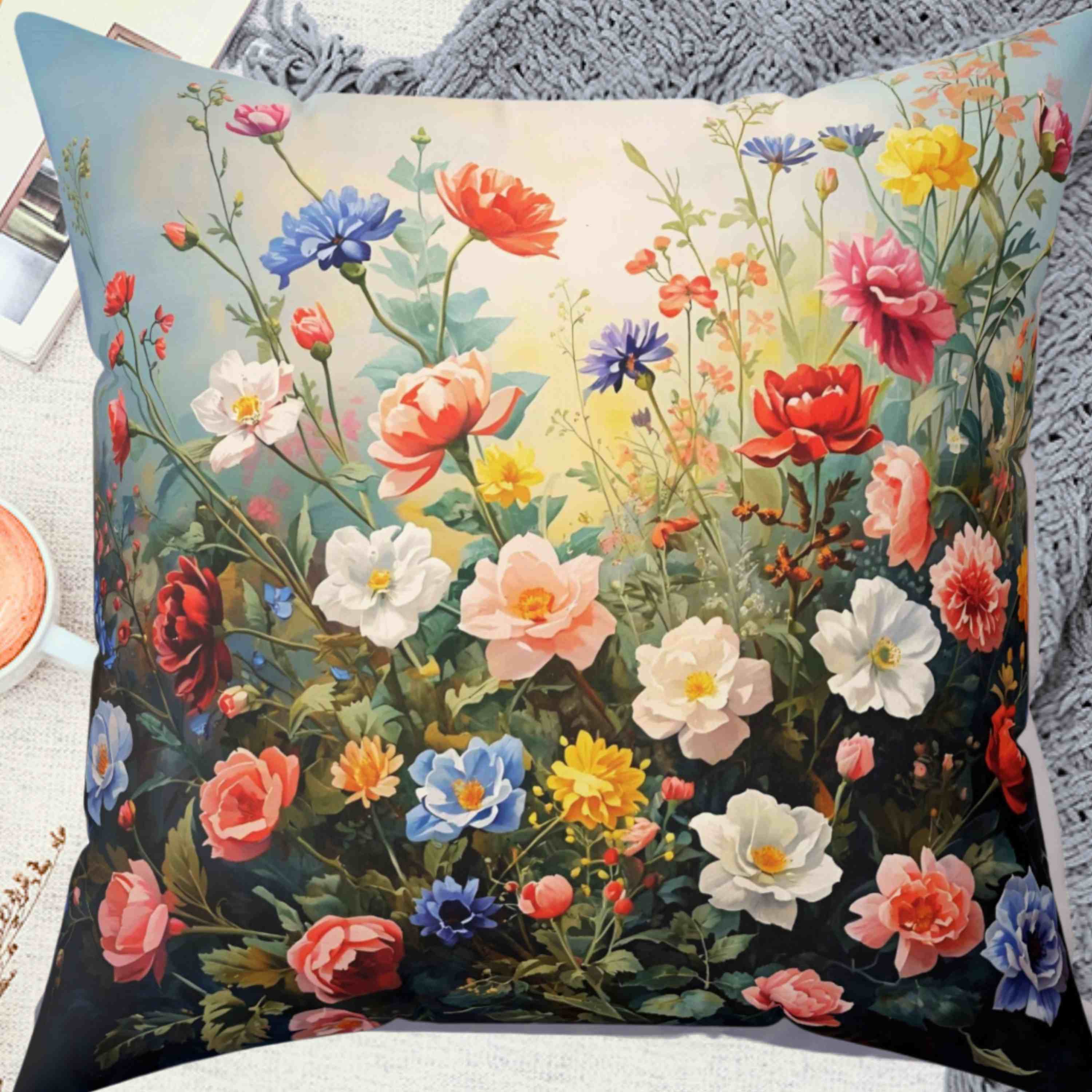 Floral Accent Pillow | Decorative Home Pillow, Bohemian Decor, Gift for Her, Cozy Living Room, Spring Decor product thumbnail image