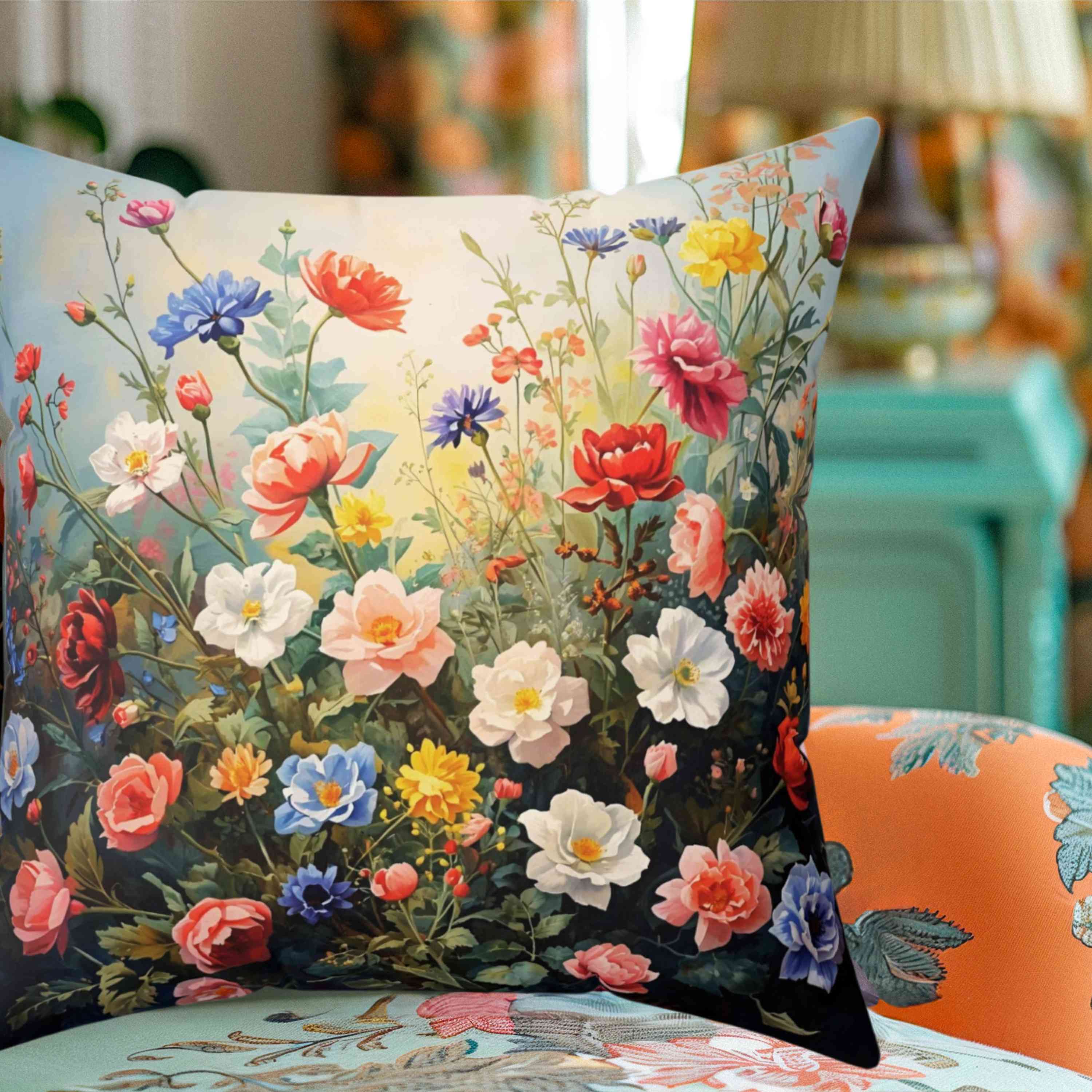 Floral Accent Pillow | Decorative Home Pillow, Bohemian Decor, Gift for Her, Cozy Living Room, Spring Decor product thumbnail image