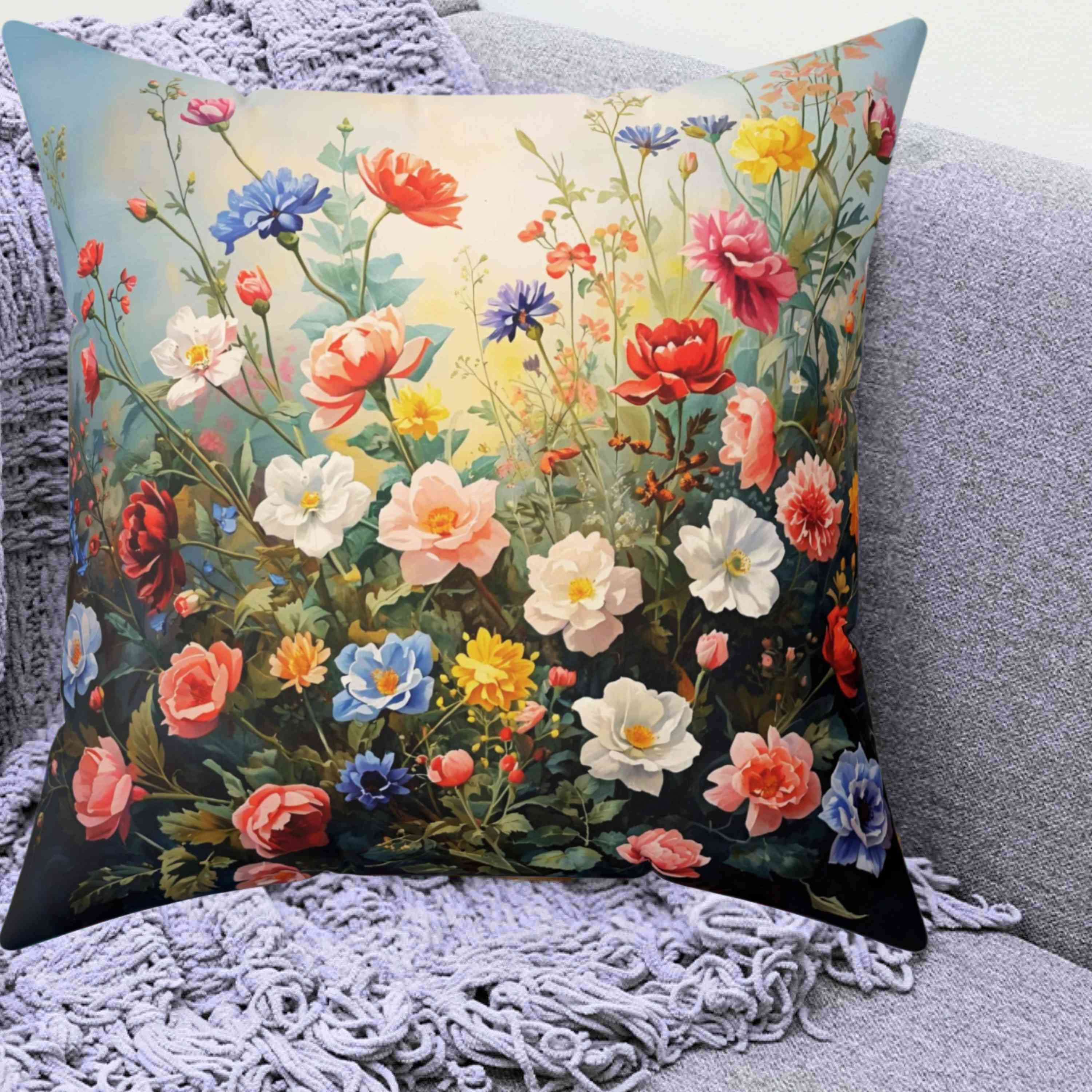 Floral Accent Pillow | Decorative Home Pillow, Bohemian Decor, Gift for Her, Cozy Living Room, Spring Decor product thumbnail image
