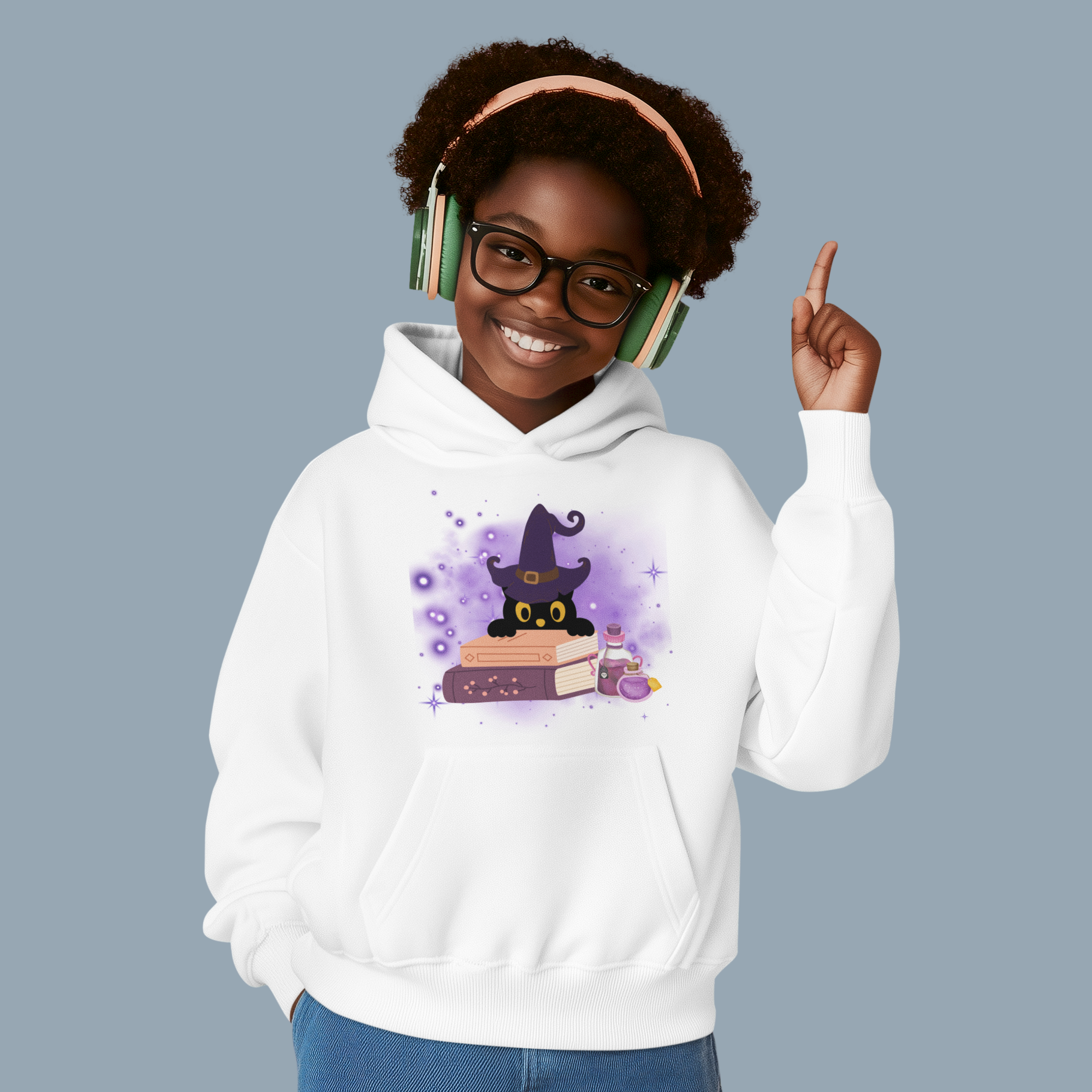 Whimsical Cat Hoodie for Kids, Cozy Sweatshirt, Halloween Gift, Fun Cat Design, Youth Pullover, Fall Fashion product thumbnail image Whimsical Cat Hoodie for Kids, Cozy Sweatshirt, Halloween Gift, Fun Cat Design, Youth Pullover, Fall Fashion product thumbnail image