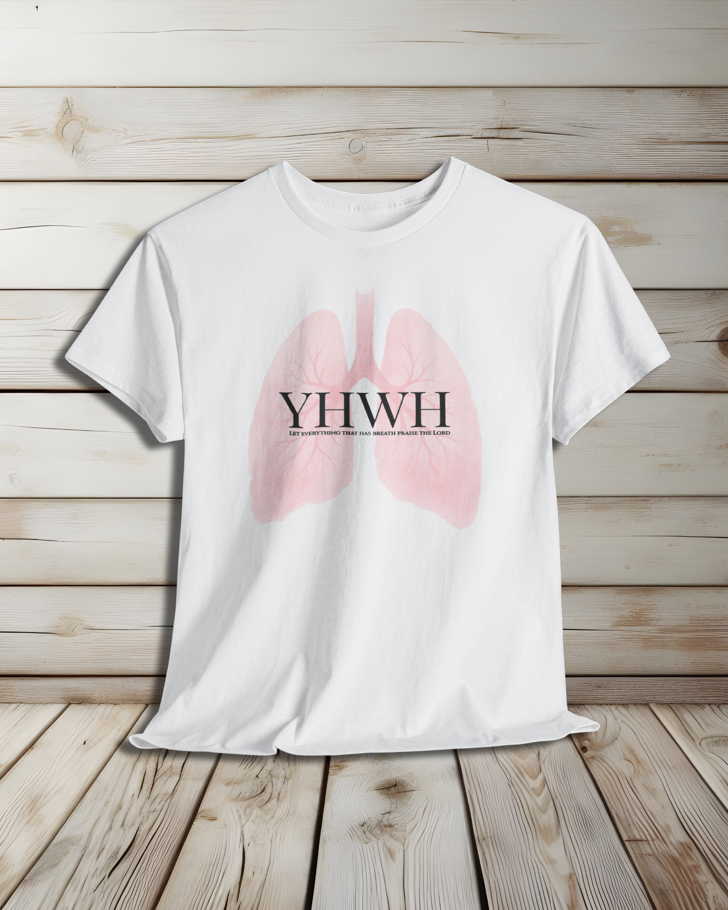 Breathe in Praise Christian Softstyle T-Shirt, Pink Lungs Design with YHWH &amp; Psalm 150:6 Scripture Inspiration – Inspirational Faith Shirt for Women &amp; Men, Worship Tee, Spiritual Gift