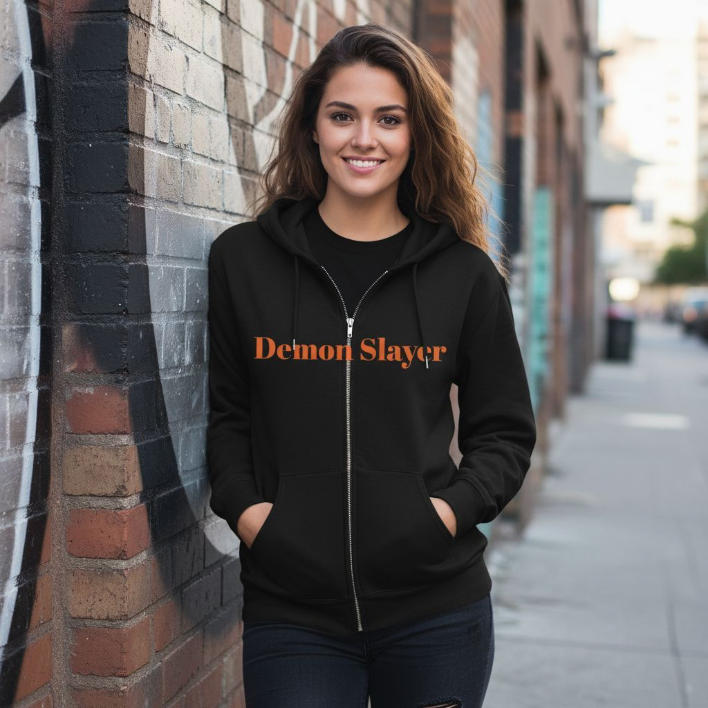 Demon Slayer Full Zip Hoodie, Anime Apparel, Cozy Jacket, Gift for Fans, Casual Streetwear, Perfect for Conventions product thumbnail image