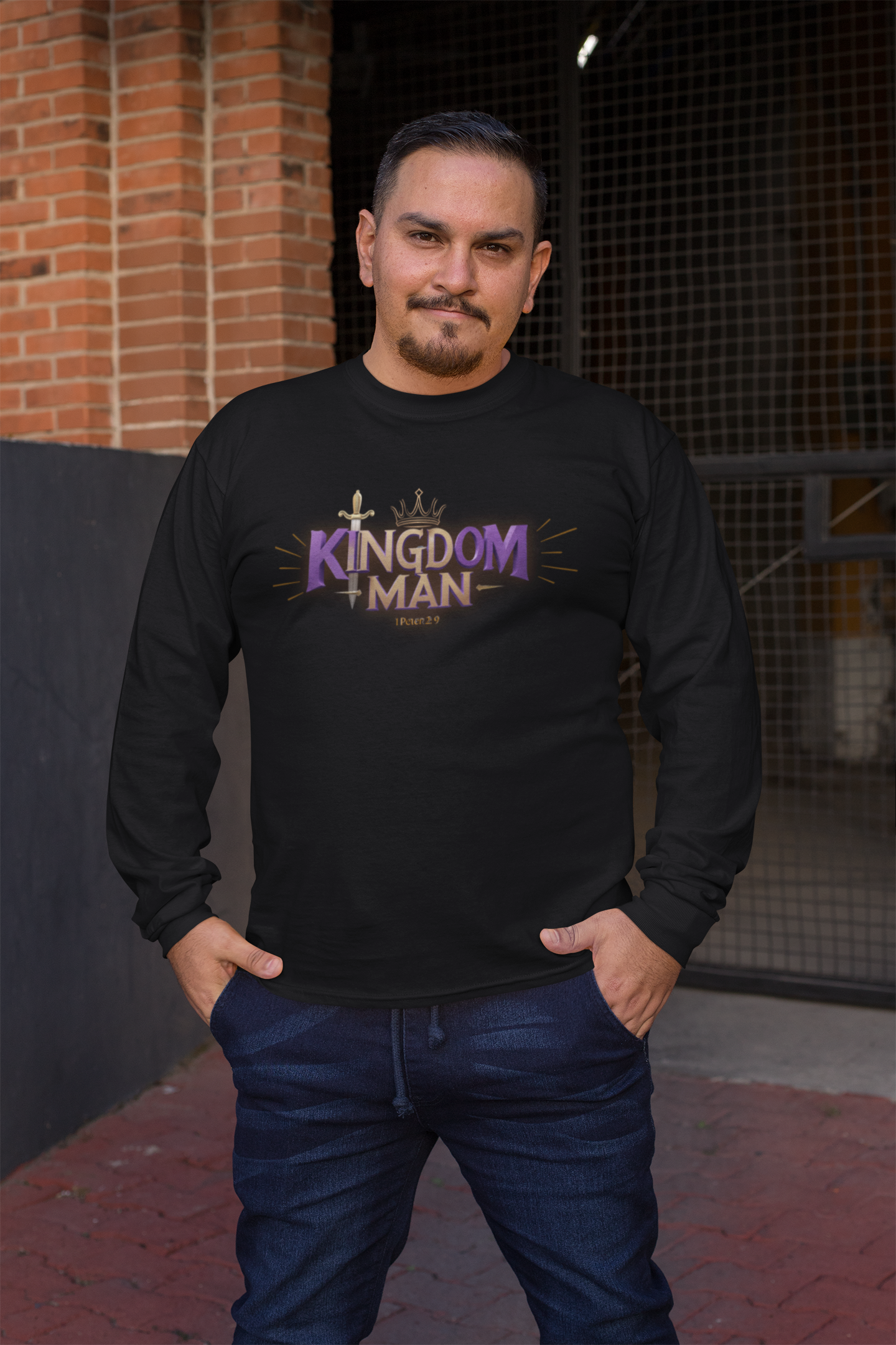 " Kingdom Man" Faithful Men's Unisex Long Sleeve Tee - Casual Wear,  product thumbnail image