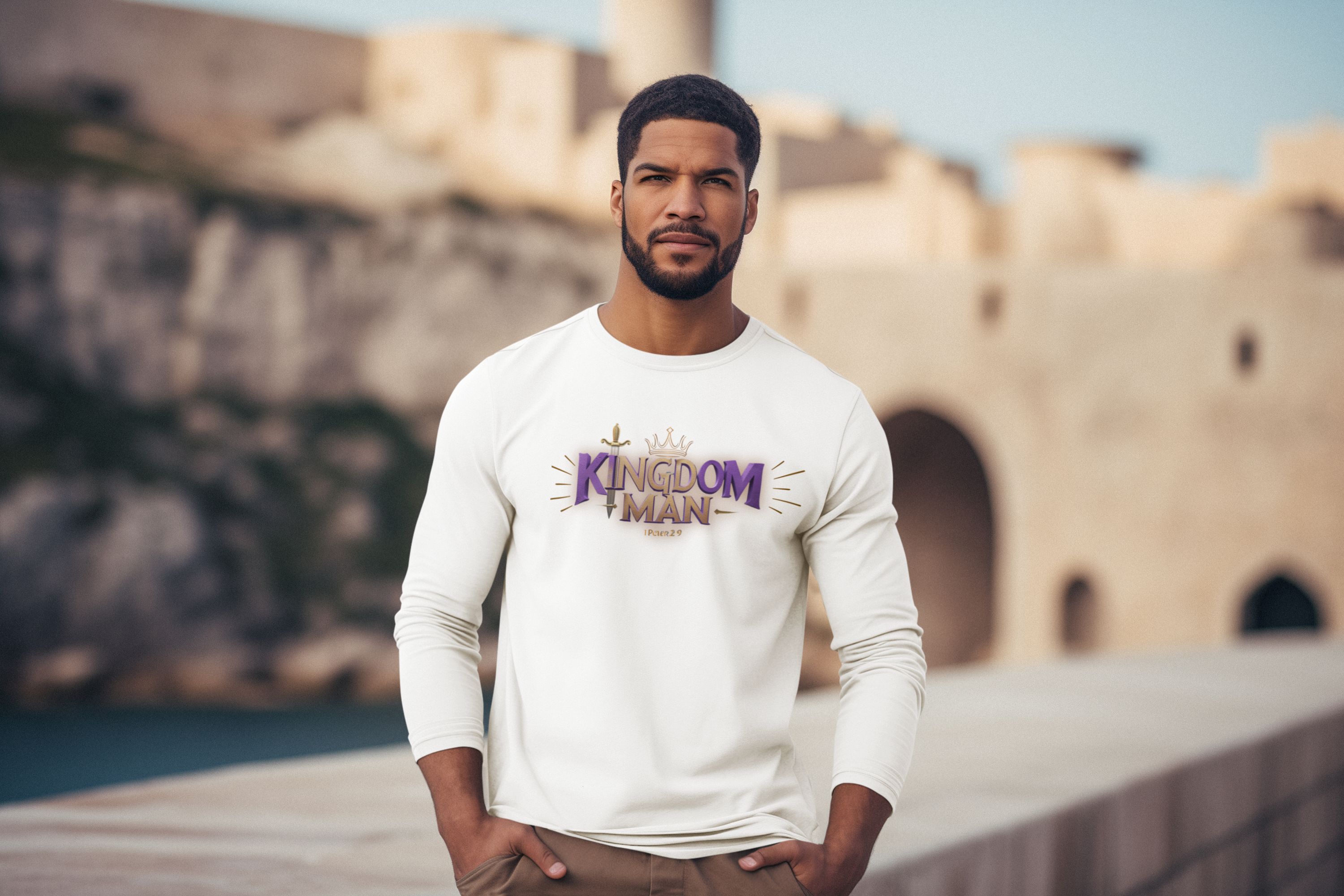 " Kingdom Man" Faithful Men's Unisex Long Sleeve Tee - Casual Wear,  product thumbnail image