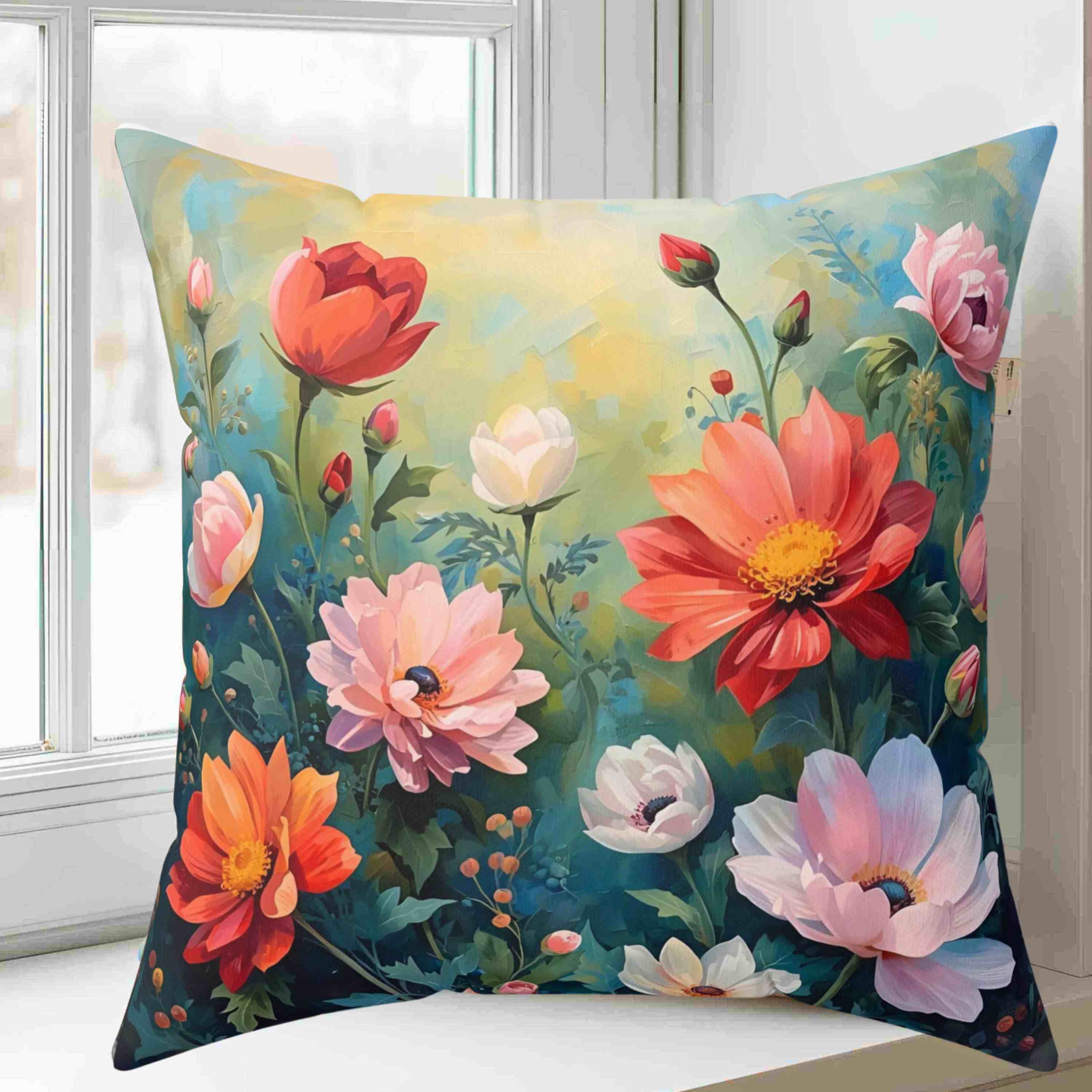 Floral Decorative Pillow, Nature-Inspired Home Accent, Throw Pillow, Cozy Living Room Decor, Gift for Flower Lovers, Spring Decor product thumbnail image