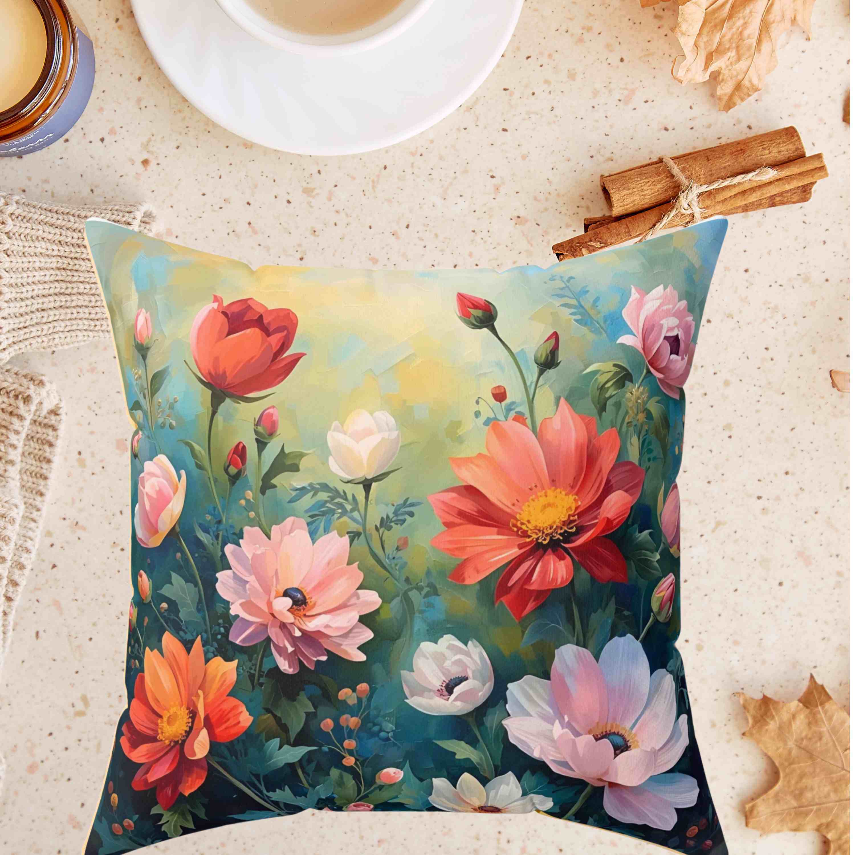 Floral Decorative Pillow, Nature-Inspired Home Accent, Throw Pillow, Cozy Living Room Decor, Gift for Flower Lovers, Spring Decor product thumbnail image