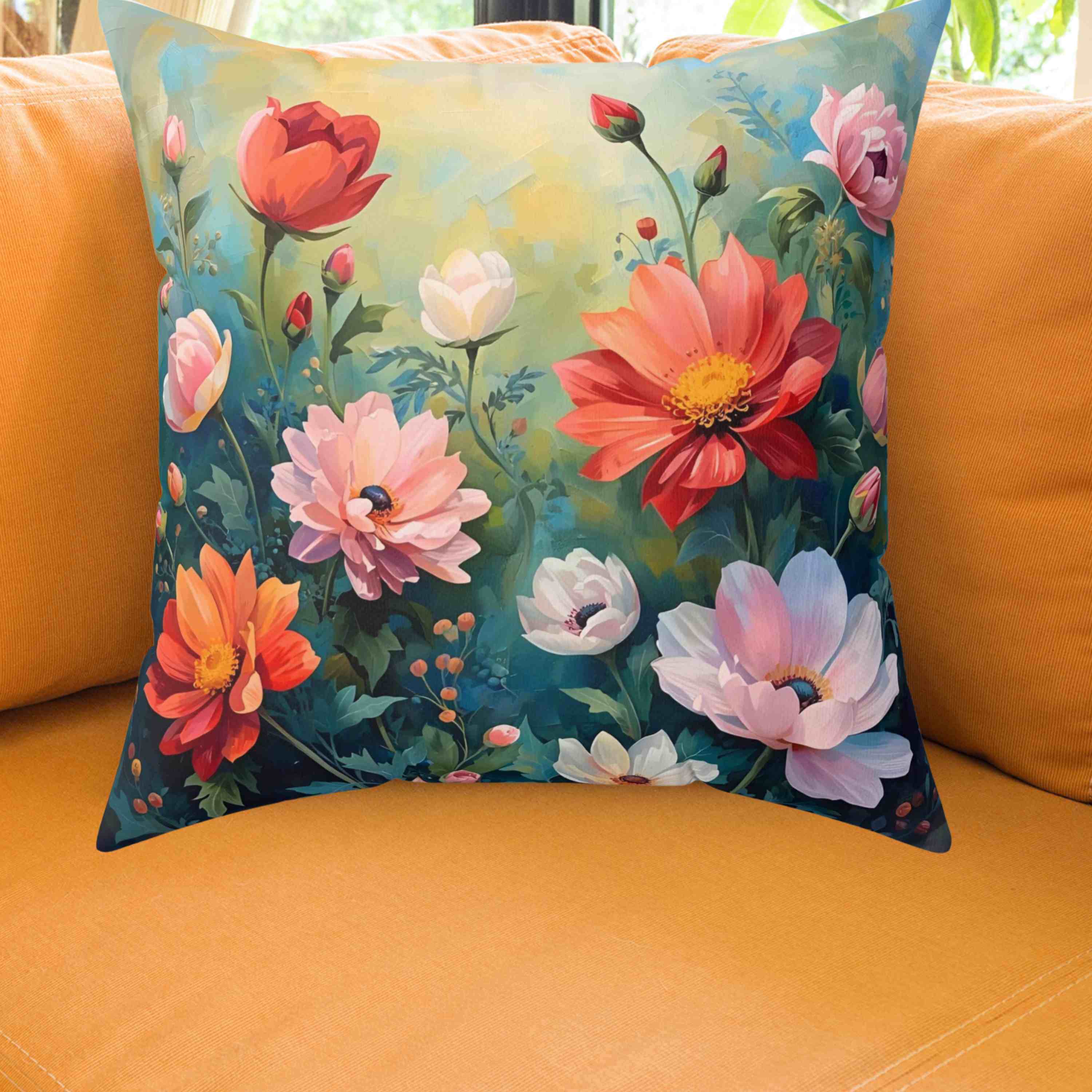 Floral Decorative Pillow, Nature-Inspired Home Accent, Throw Pillow, Cozy Living Room Decor, Gift for Flower Lovers, Spring Decor product thumbnail image