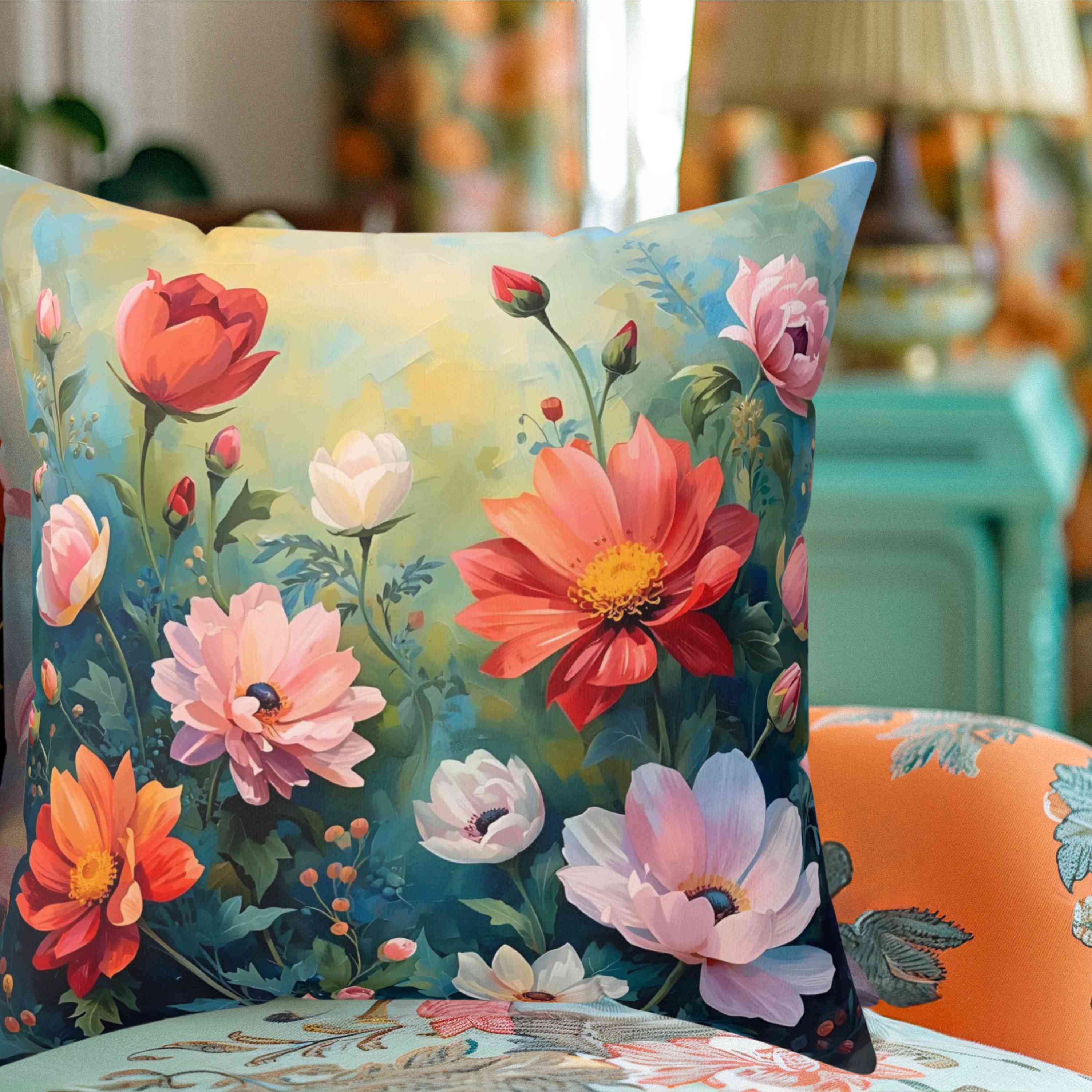 Floral Decorative Pillow, Nature-Inspired Home Accent, Throw Pillow, Cozy Living Room Decor, Gift for Flower Lovers, Spring Decor product thumbnail image