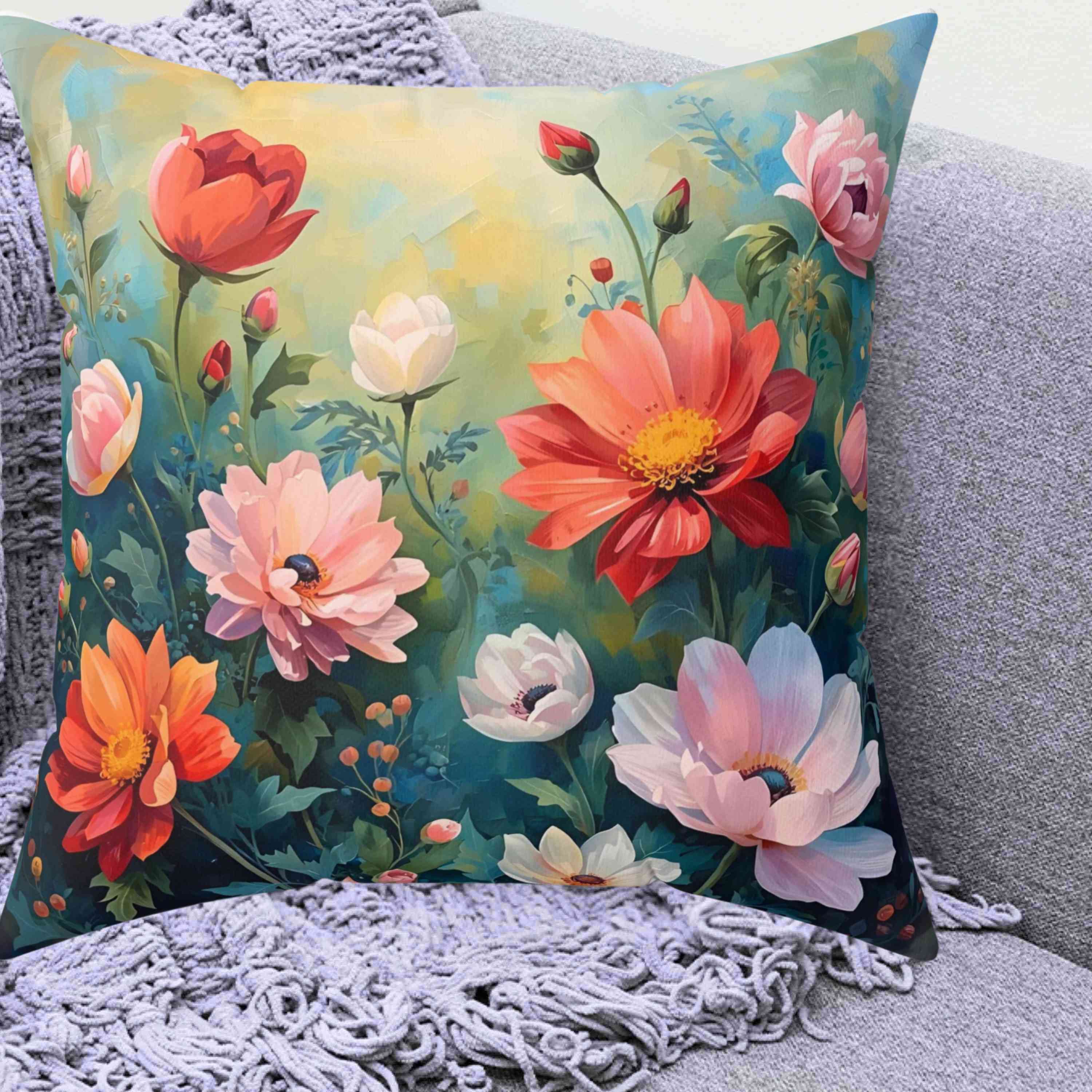Floral Decorative Pillow, Nature-Inspired Home Accent, Throw Pillow, Cozy Living Room Decor, Gift for Flower Lovers, Spring Decor product thumbnail image