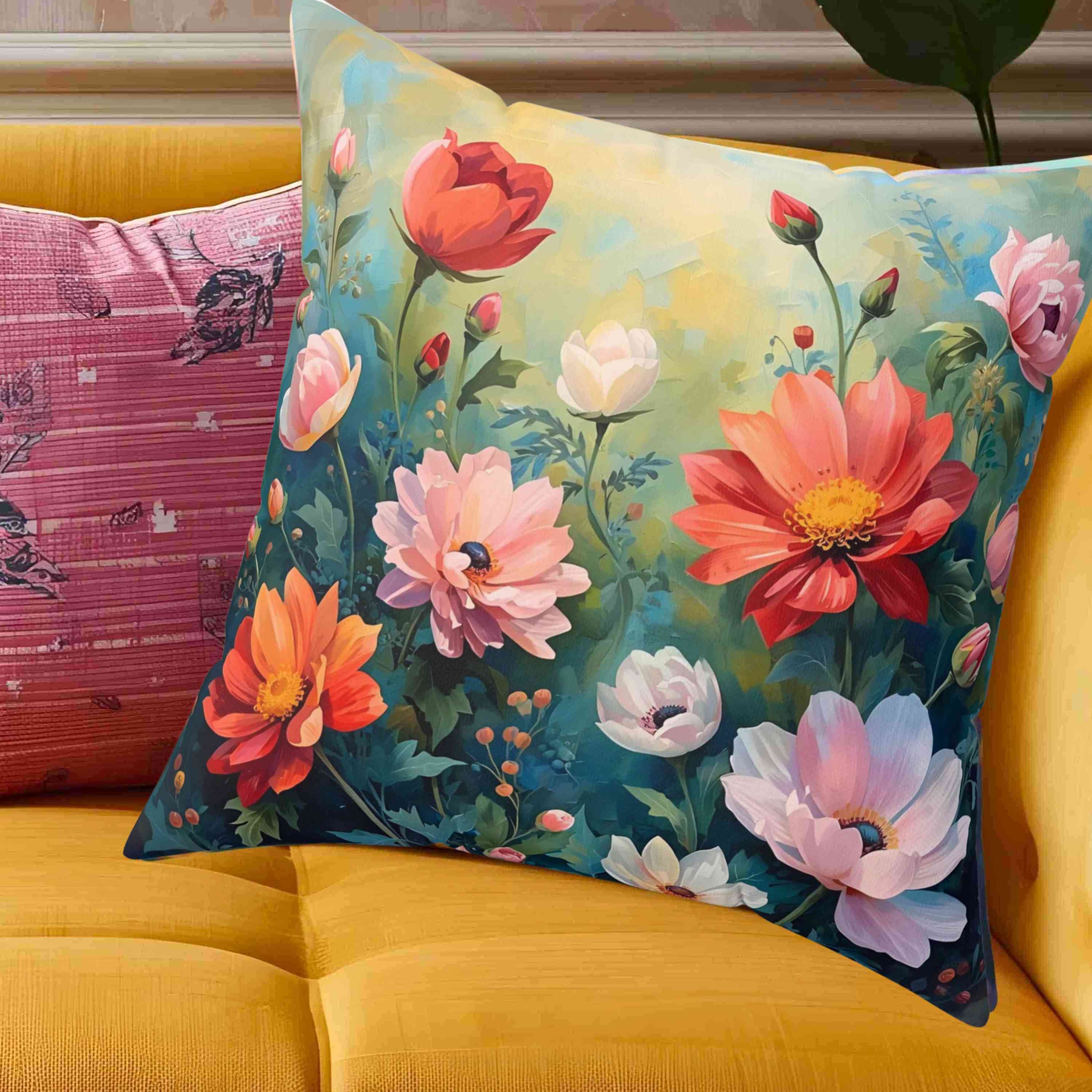 Floral Decorative Pillow, Nature-Inspired Home Accent, Throw Pillow, Cozy Living Room Decor, Gift for Flower Lovers, Spring Decor product thumbnail image