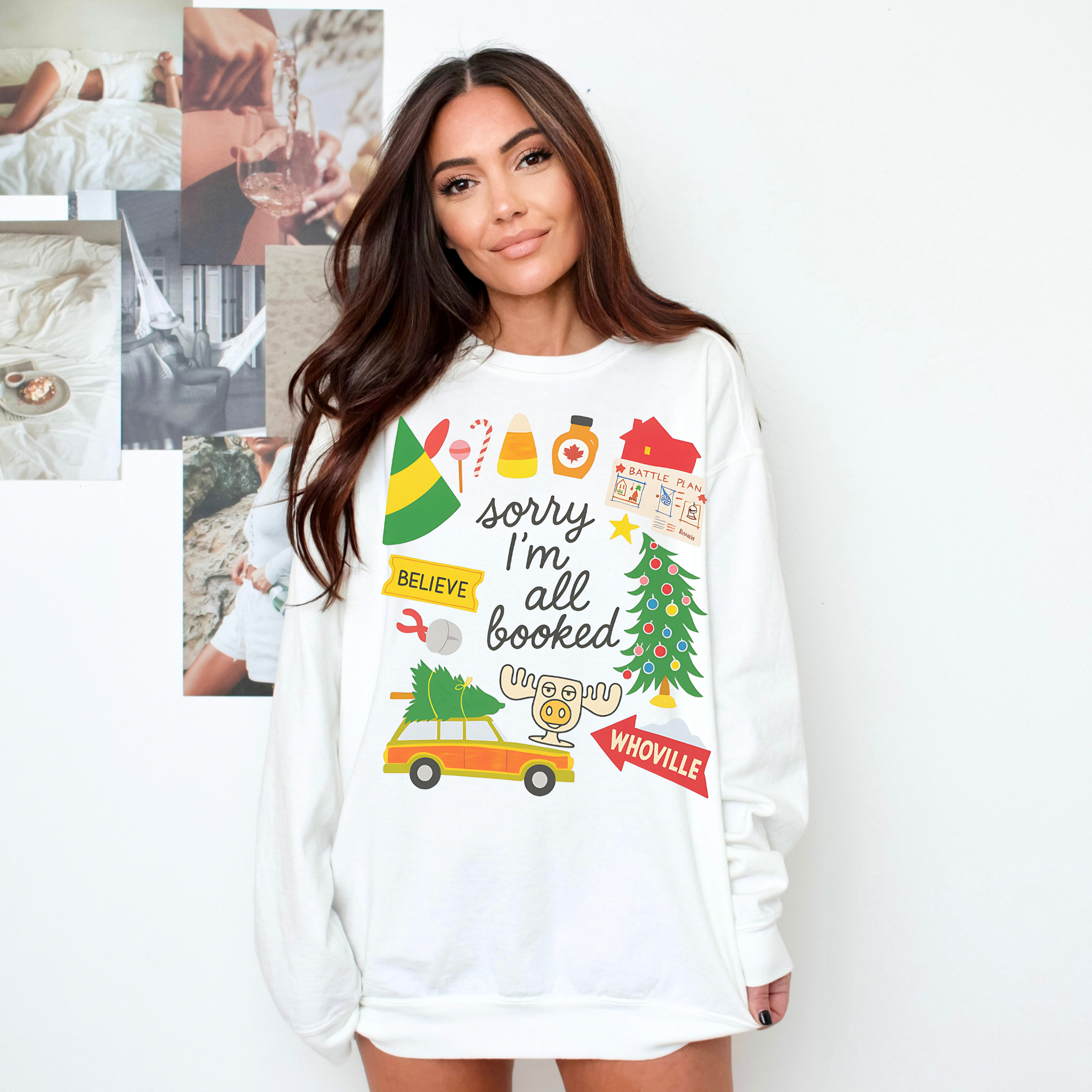 Sorry I’m All Booked Christmas Sweatshirt | Comfort Colors® Holiday Crewneck | Whoville-Inspired Graphic Pullover product thumbnail image Sorry I’m All Booked Christmas Sweatshirt | Comfort Colors® Holiday Crewneck | Whoville-Inspired Graphic Pullover product thumbnail image