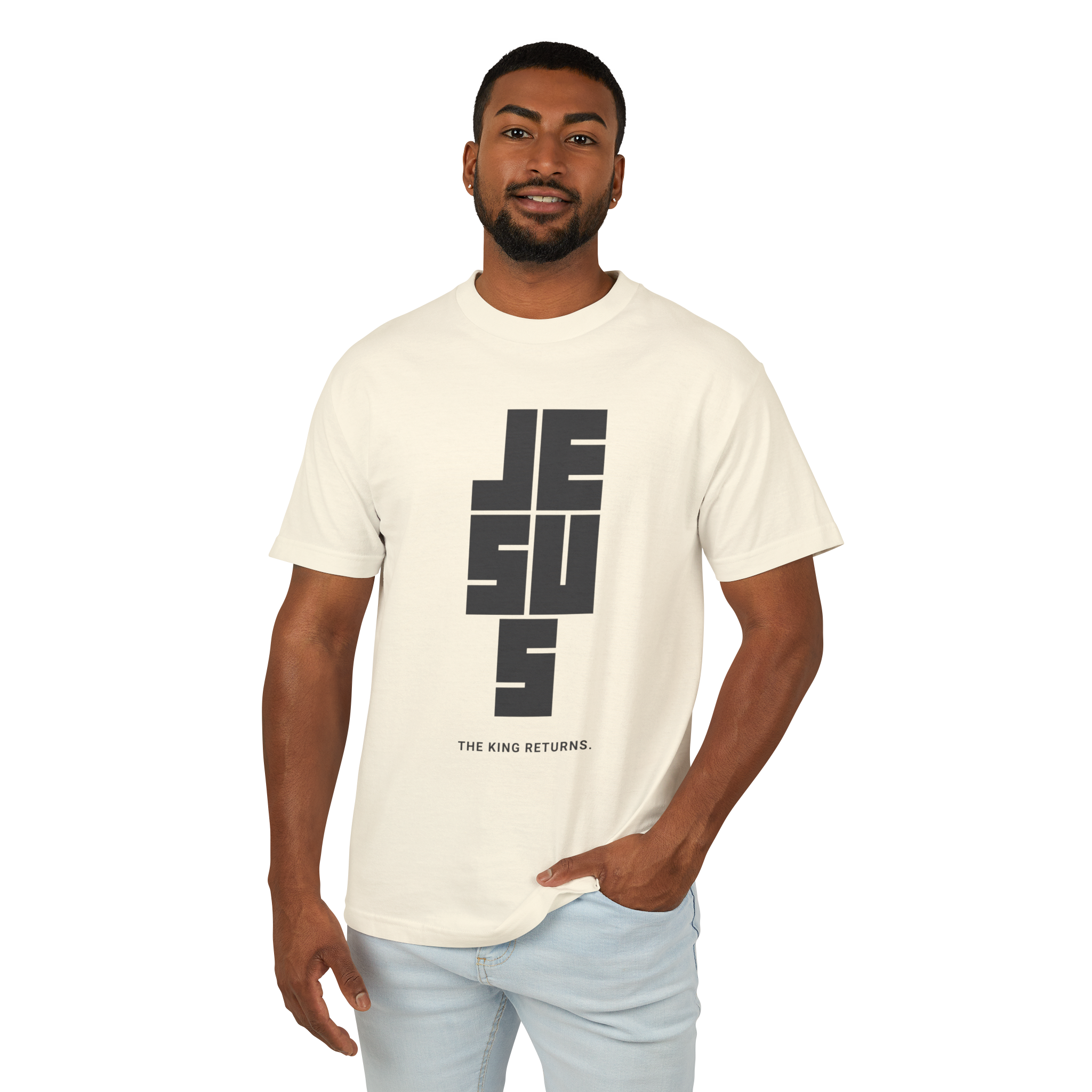 Jesus The King Returns- Unisex Garment-Dyed Heavyweight Cotton Tee product thumbnail image Jesus The King Returns- Unisex Garment-Dyed Heavyweight Cotton Tee product thumbnail image