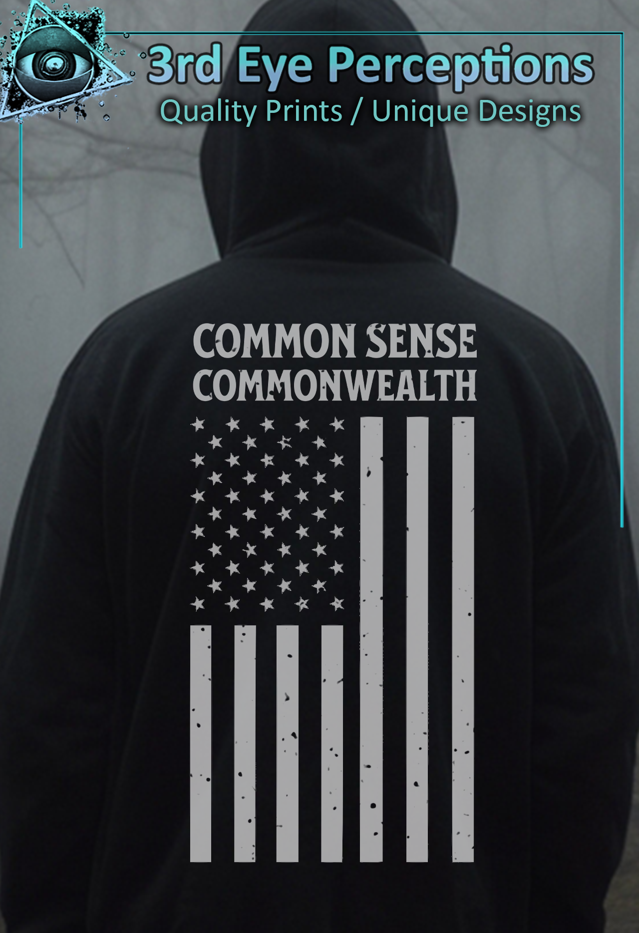 Vintage Flag Common Sense Commonwealth Virginia Graphic V2  Back Print ( Unisex Heavy Blend™ Hooded )