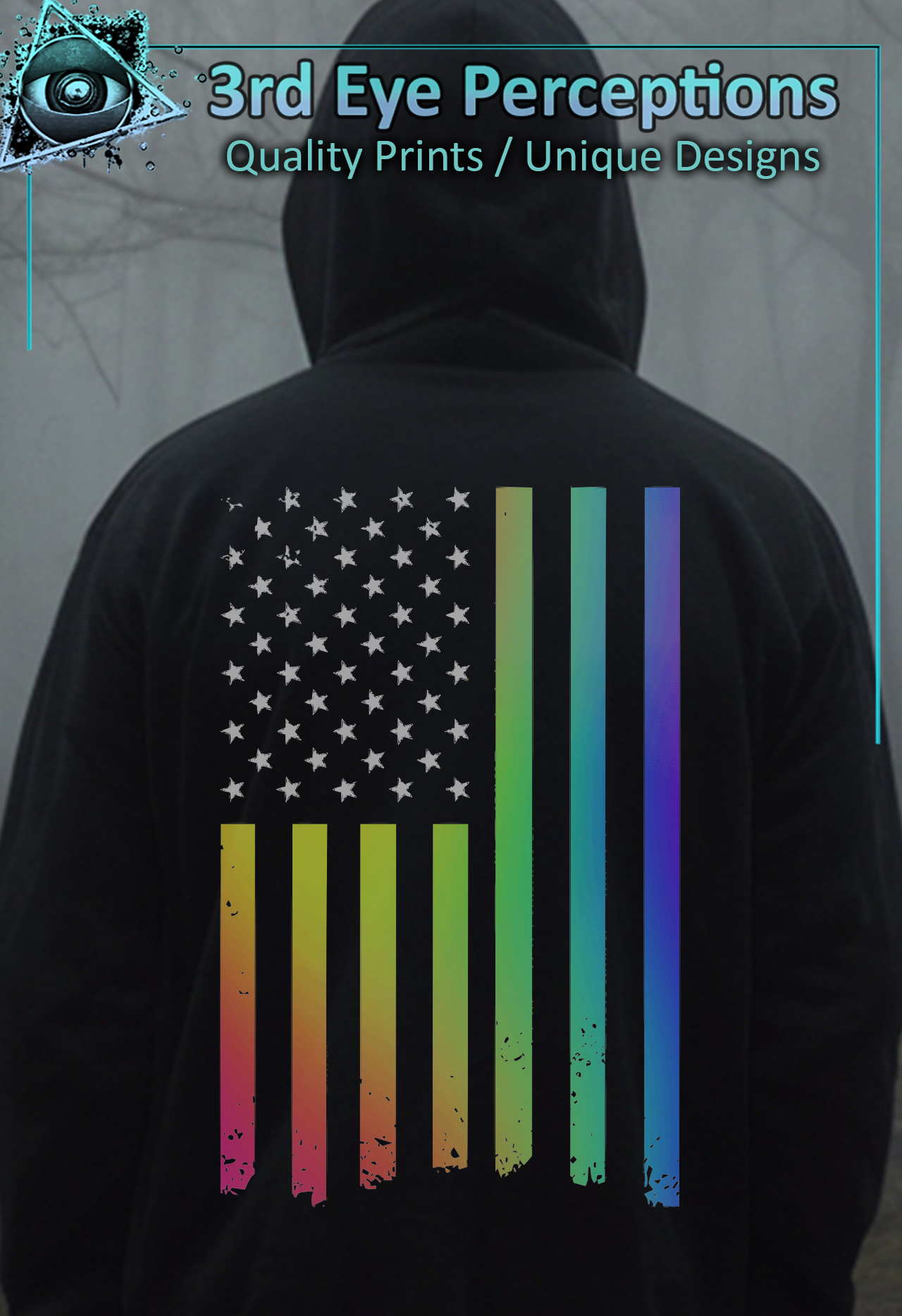 Vintage Flag Rainbow Gay Pride Graphic | Back Print ( Unisex Heavy Blend™ Hooded ) product thumbnail image Vintage Flag Rainbow Gay Pride Graphic | Back Print ( Unisex Heavy Blend™ Hooded ) product thumbnail image