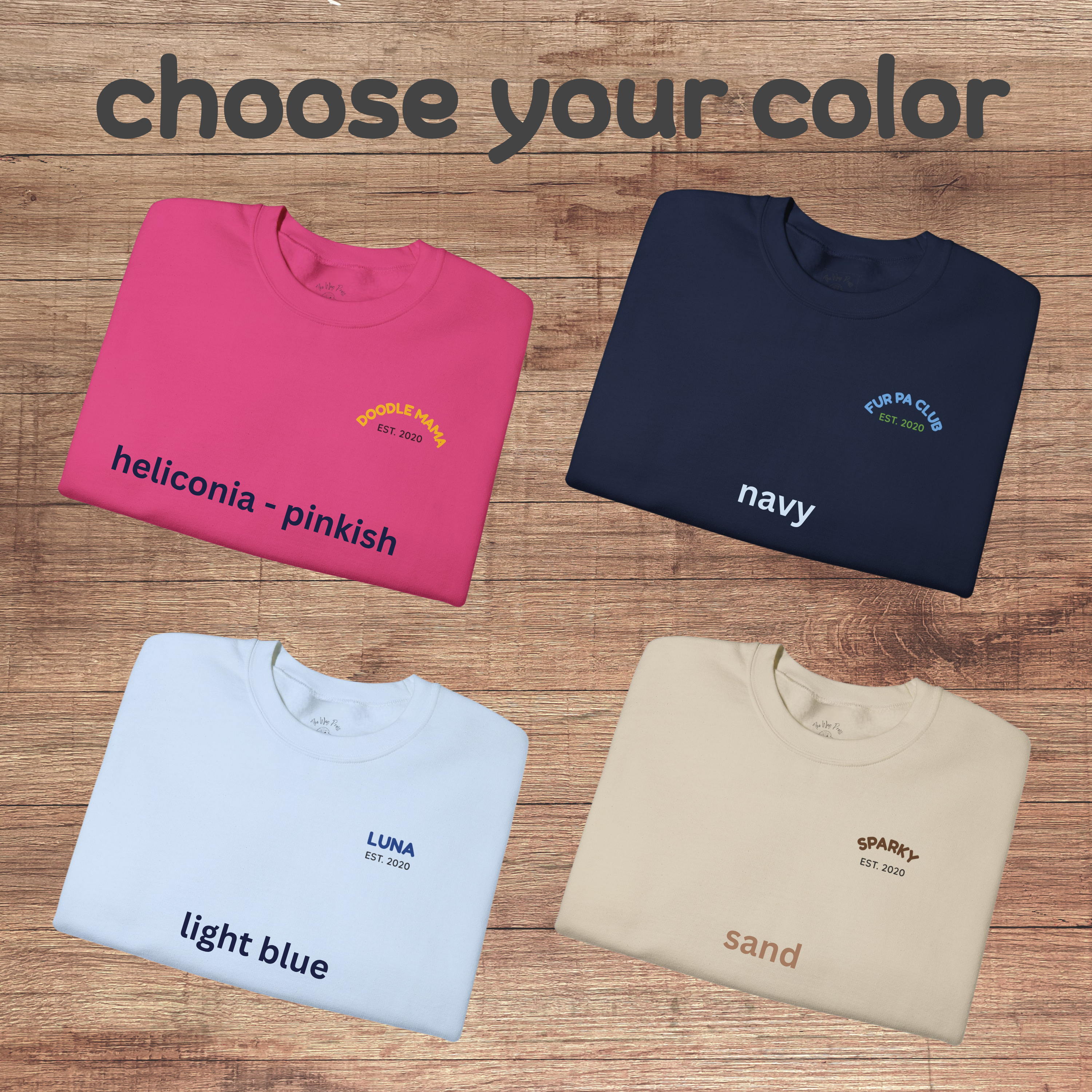 Custom dog crewneck with your pet’s name printed on the chest &amp; bold “Tailed and I Like It” back print. Perfect gift for dog moms, dads &amp; pet lovers! product thumbnail image