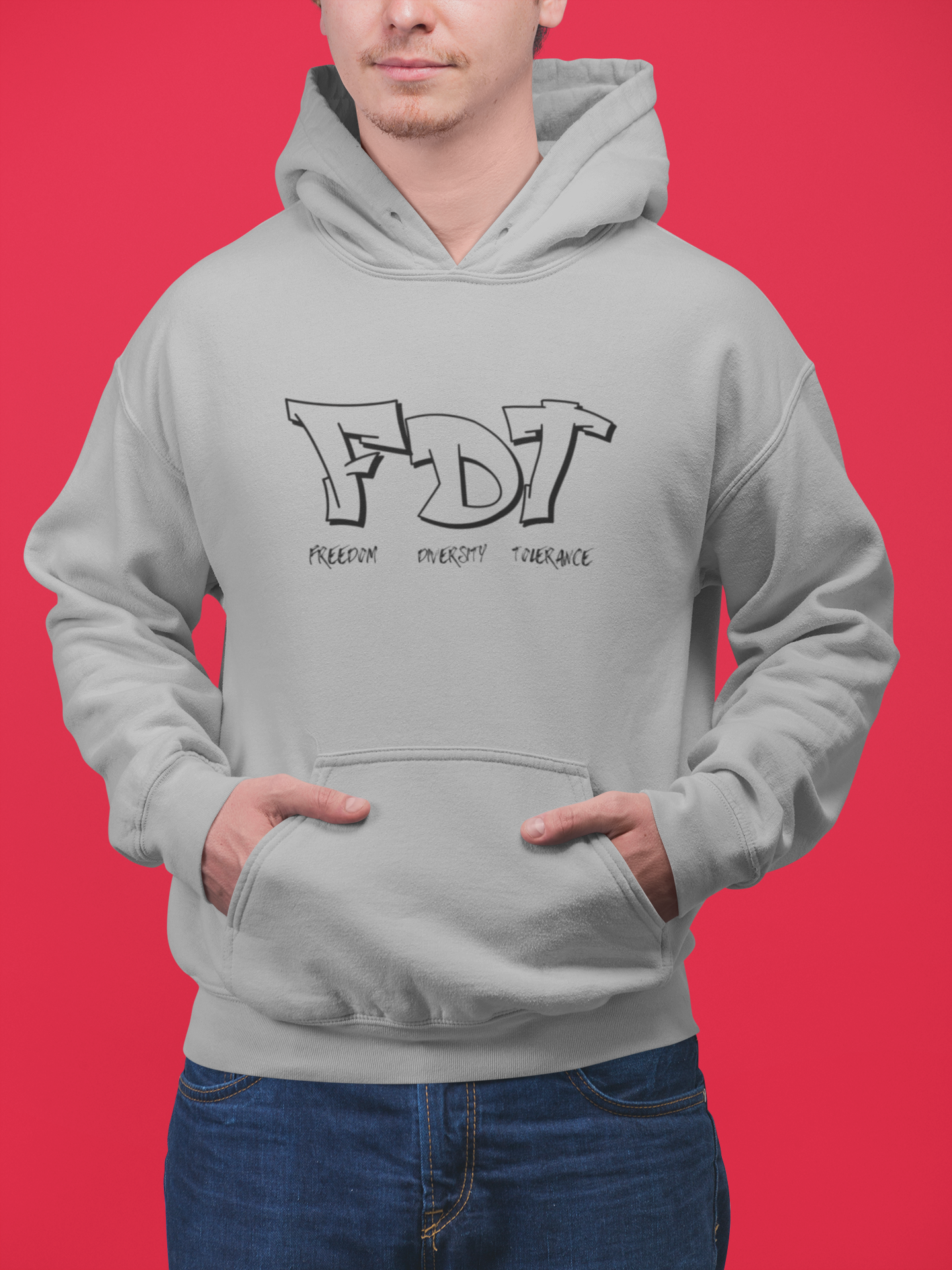 FDT Graffiti Unisex Hoodie – Freedom. Diversity. Tolerance. product thumbnail image FDT Graffiti Unisex Hoodie – Freedom. Diversity. Tolerance. product thumbnail image