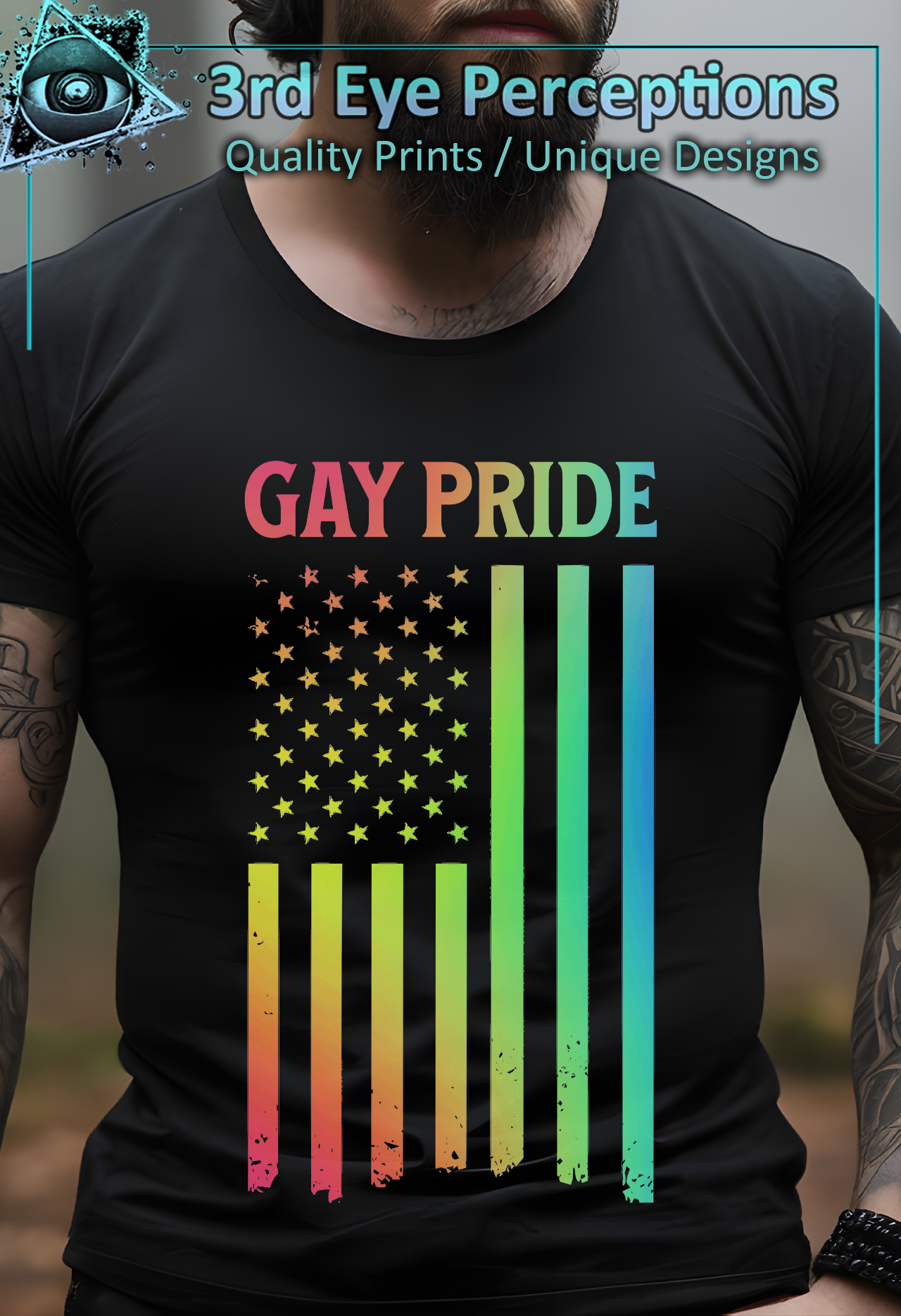 Vintage Flag Rainbow Gay Pride Graphic T-Shirt product thumbnail image