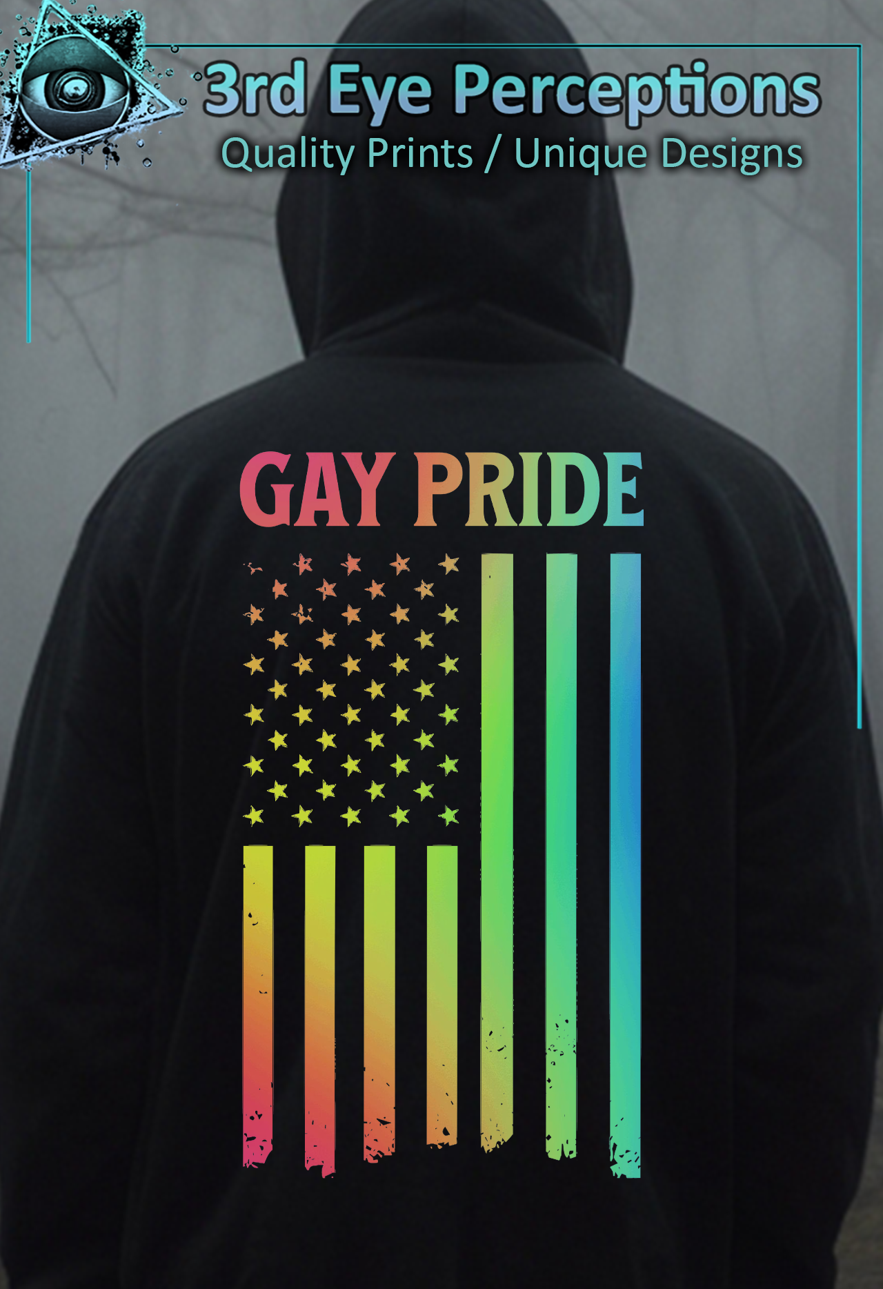Vintage Flag Rainbow Gay Pride Graphic | Back Print ( Unisex Heavy Blend™ Hooded ) product thumbnail image Vintage Flag Rainbow Gay Pride Graphic | Back Print ( Unisex Heavy Blend™ Hooded ) product thumbnail image