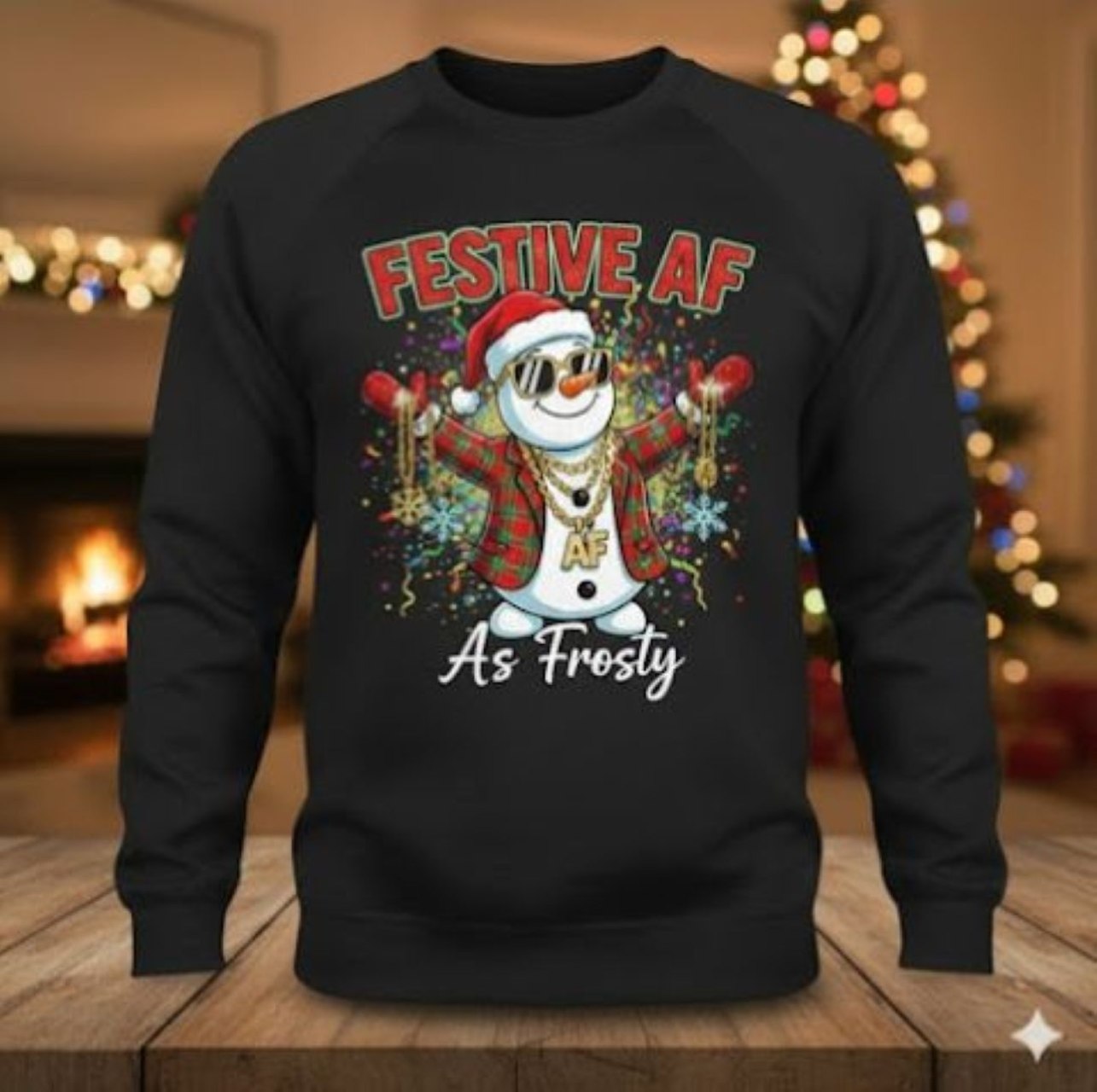 Festive AF Crewneck Sweatshirt - Holiday Humor Apparel, Christmas Gift, Unisex Winter Wear, Cozy Sweatshirt, Fun Party Attire