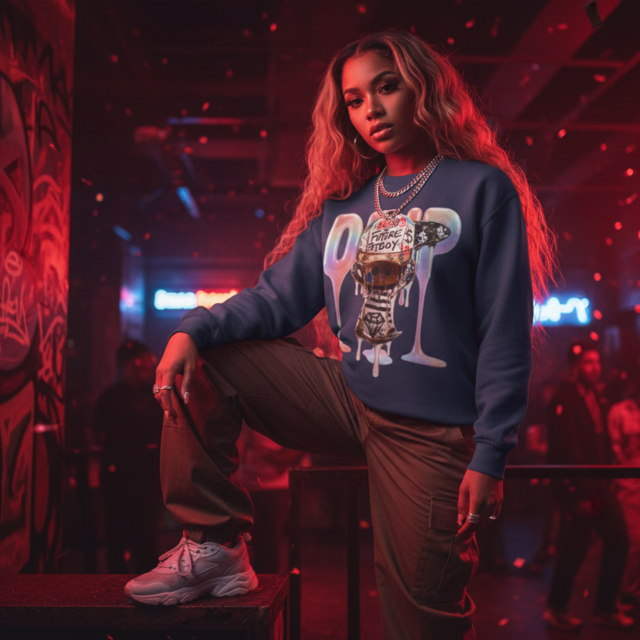 Future Fatboi Fitted Hog Drip Graphic Design Unisex Garment-Dyed Sweatshirt product thumbnail image Future Fatboi Fitted Hog Drip Graphic Design Unisex Garment-Dyed Sweatshirt product thumbnail image