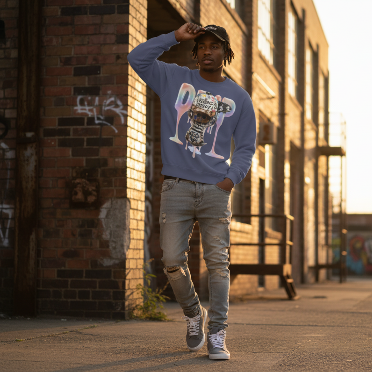 Future Fatboi Fitted Hog Drip Graphic Design Unisex Garment-Dyed Sweatshirt product thumbnail image Future Fatboi Fitted Hog Drip Graphic Design Unisex Garment-Dyed Sweatshirt product thumbnail image