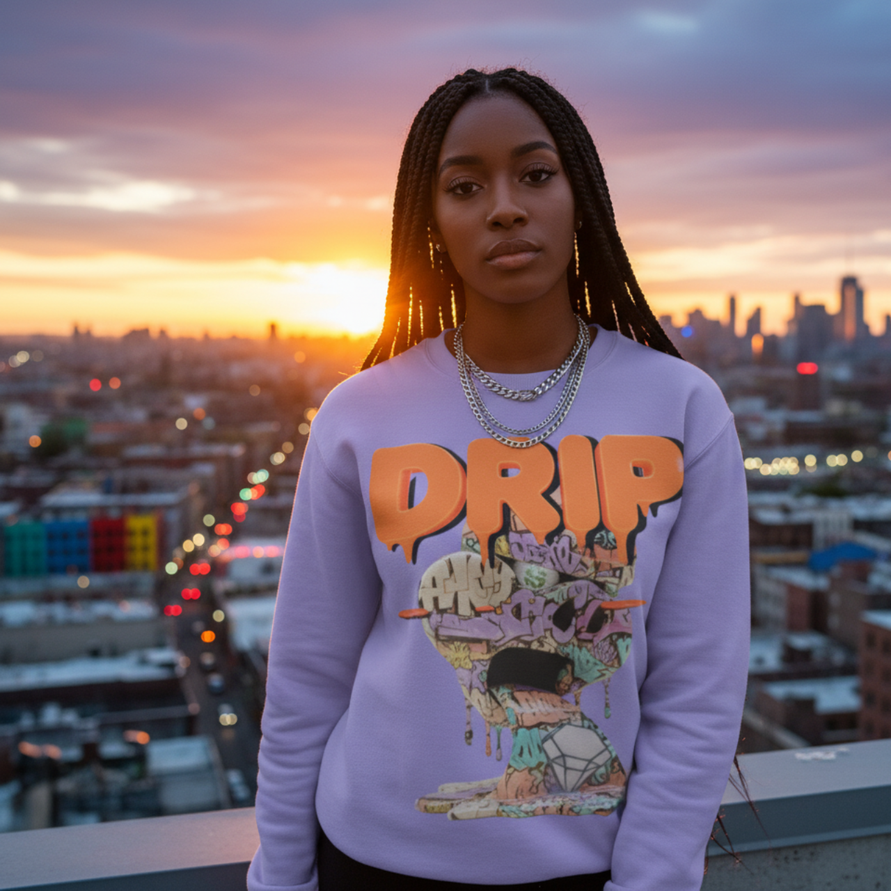 GRAFFITI HOG DRIP FUTURE F@TBOI CLOTHING DESIGN - Drip Graphic Unisex Sweatshirt, Urban Streetwear, Casual Oversized Fashion, Gift for Teens, Cozy Fall Layering product thumbnail image