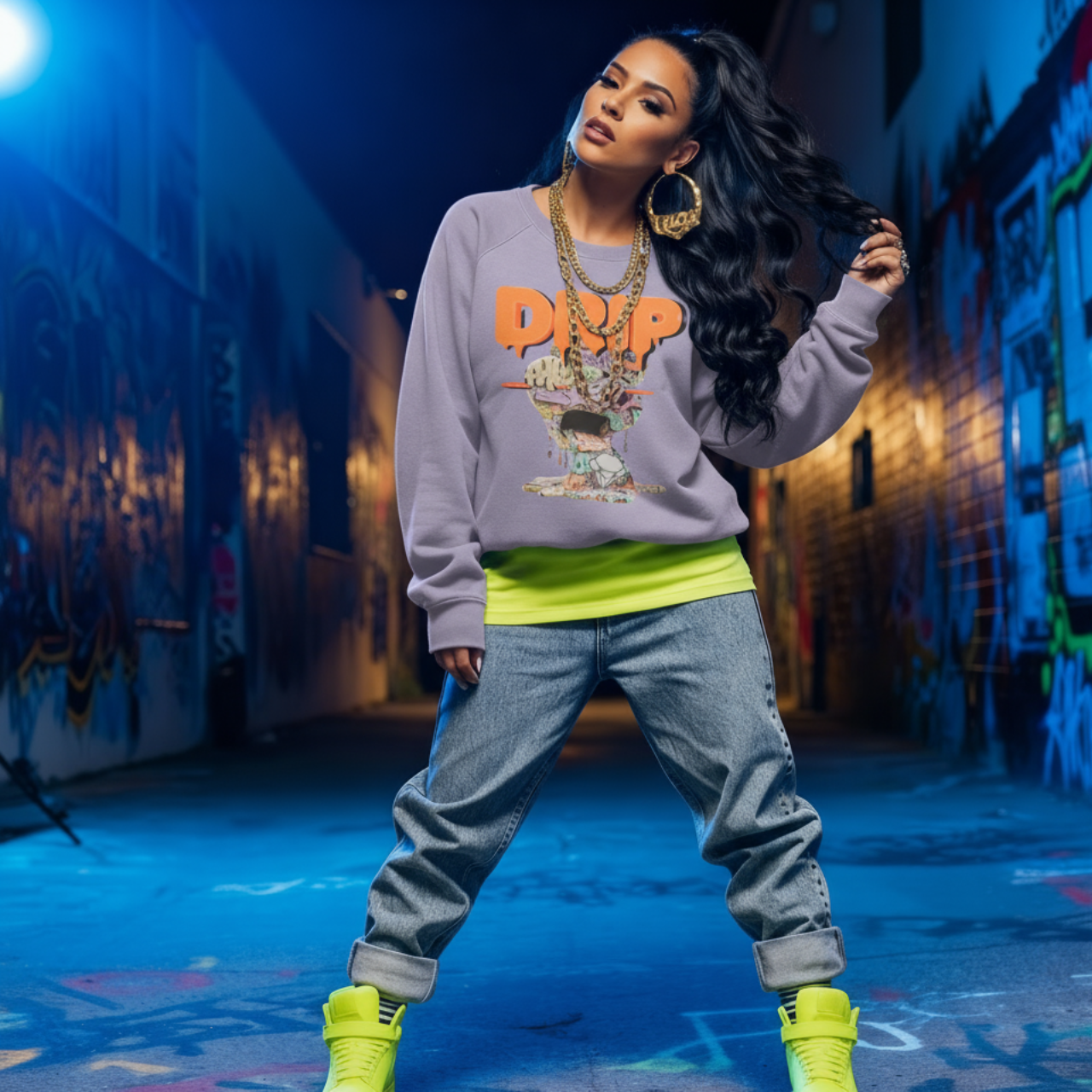 GRAFFITI HOG DRIP FUTURE F@TBOI CLOTHING DESIGN - Drip Graphic Unisex Sweatshirt, Urban Streetwear, Casual Oversized Fashion, Gift for Teens, Cozy Fall Layering product thumbnail image