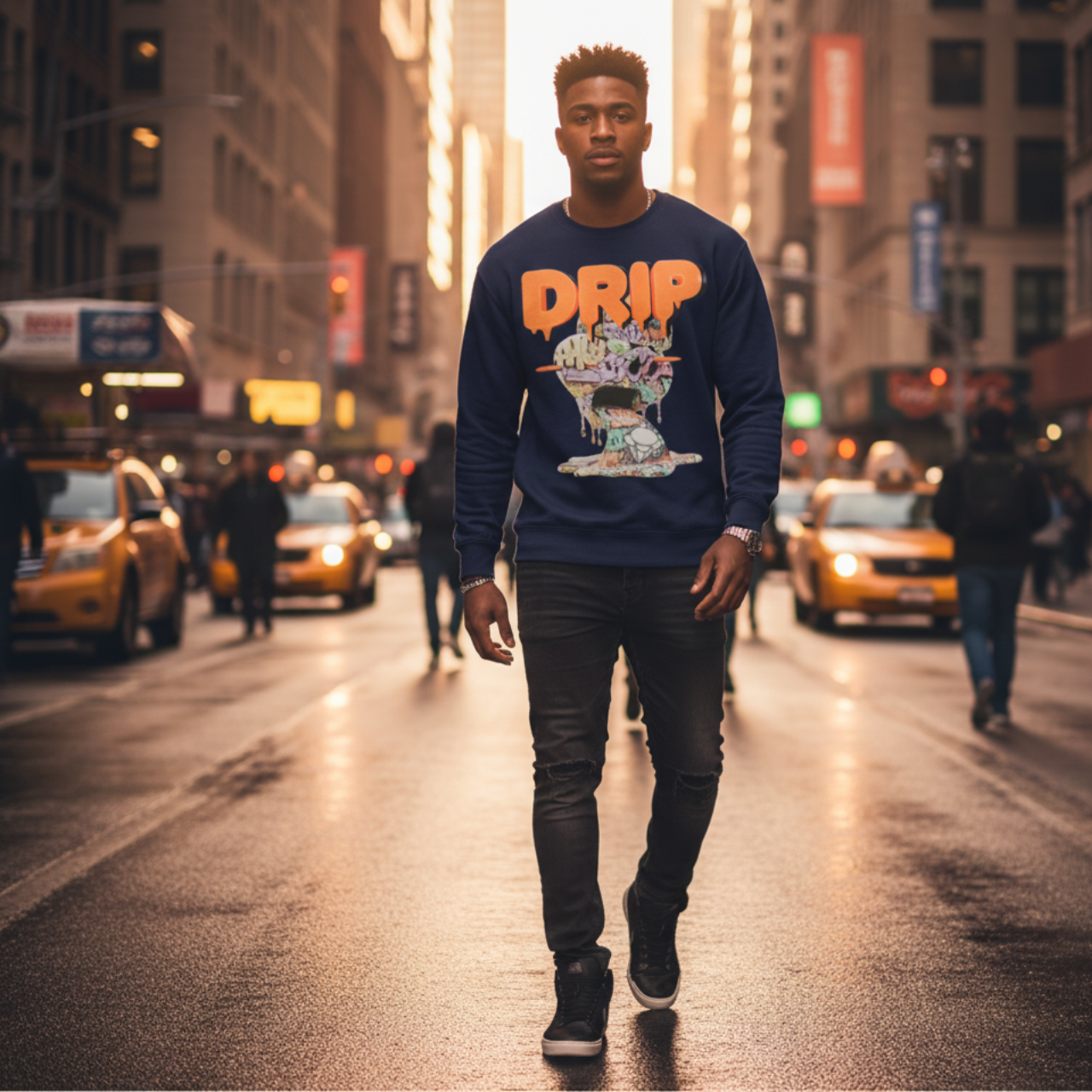 GRAFFITI HOG DRIP FUTURE F@TBOI CLOTHING DESIGN - Drip Graphic Unisex Sweatshirt, Urban Streetwear, Casual Oversized Fashion, Gift for Teens, Cozy Fall Layering product thumbnail image