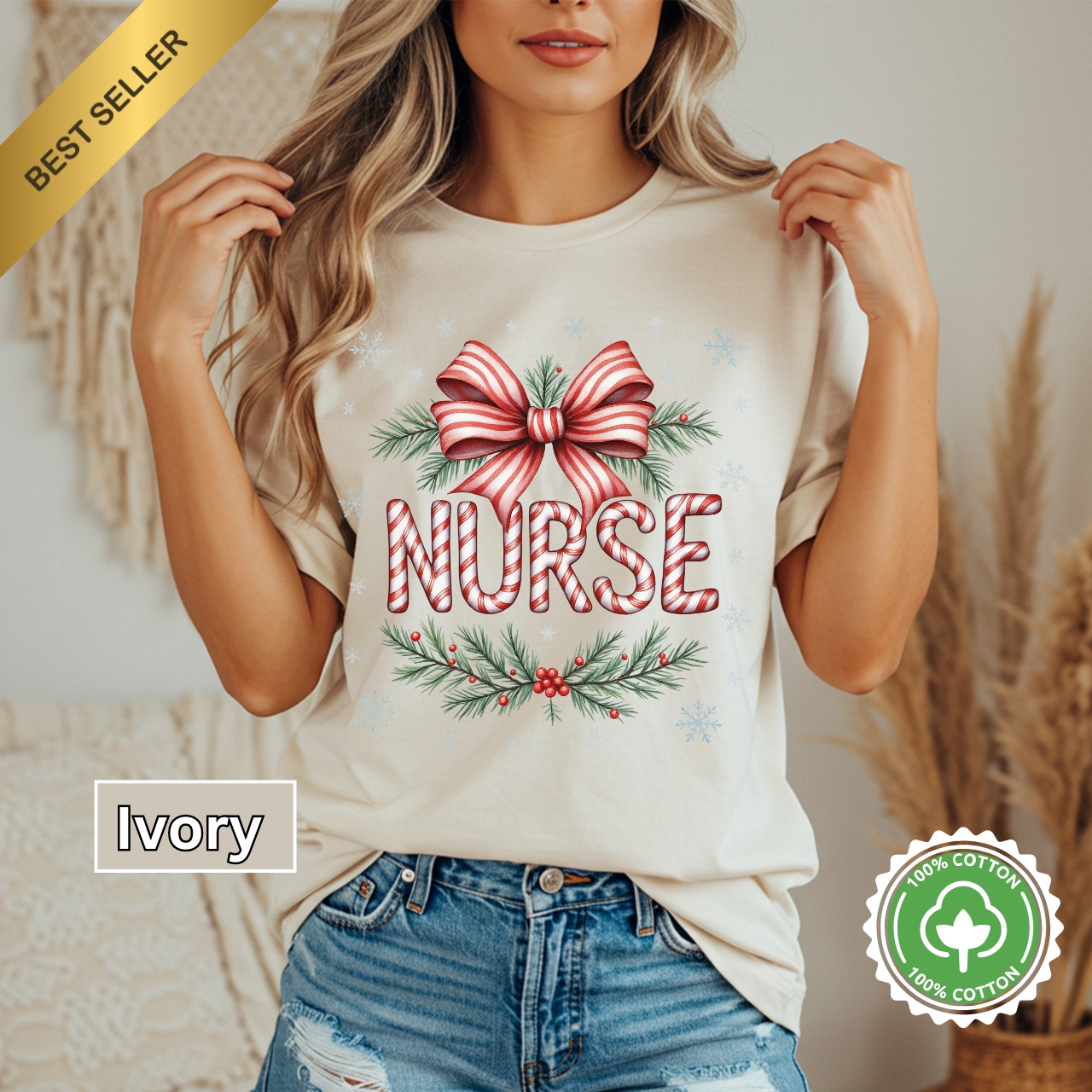 Festive Nurse Personalized T-Shirt, Christmas Gift for Nurses, Holiday Apparel, Medical Professional Tee, Cute Nurse Shirt, Nurse Appreciation product thumbnail image Festive Nurse Personalized T-Shirt, Christmas Gift for Nurses, Holiday Apparel, Medical Professional Tee, Cute Nurse Shirt, Nurse Appreciation product thumbnail image