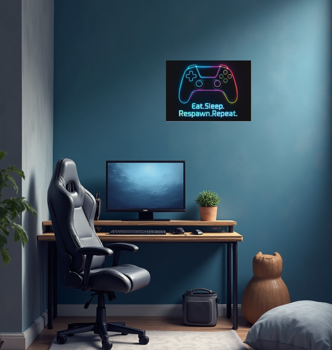 Eat Sleep Respawn Repeat Poster | Neon Gaming Wall Art | Gamer Room Decor | RGB Controller Print | Gift for Gamers product thumbnail image Eat Sleep Respawn Repeat Poster | Neon Gaming Wall Art | Gamer Room Decor | RGB Controller Print | Gift for Gamers product thumbnail image