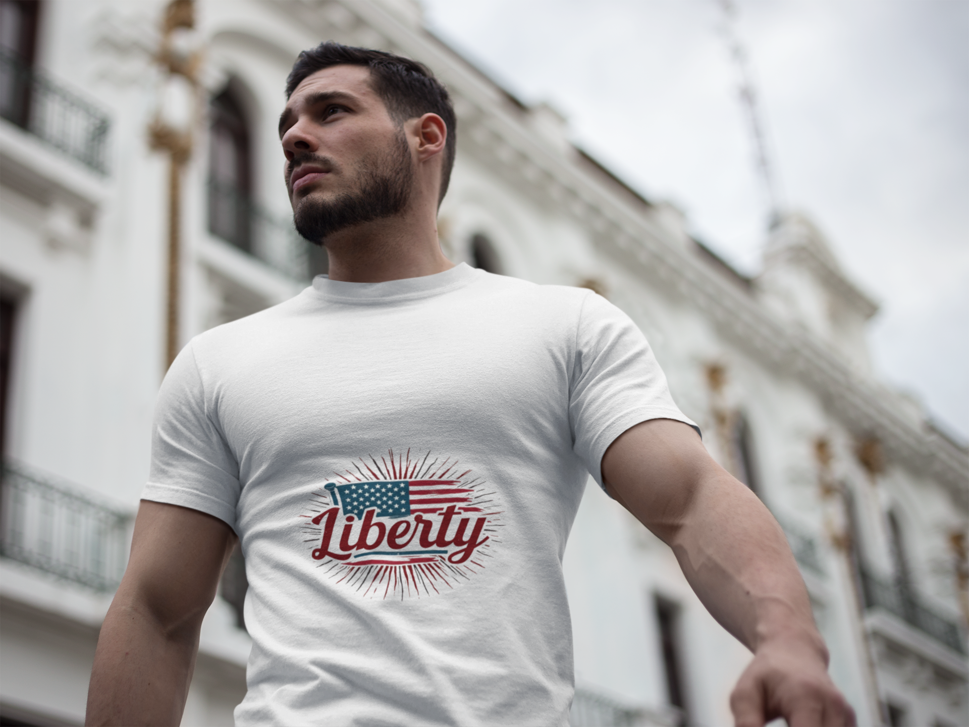 Heavy Cotten White/Ash Colour 'Liberty Freedom' Unisex T-Shirt product thumbnail image Heavy Cotten White/Ash Colour 'Liberty Freedom' Unisex T-Shirt product thumbnail image
