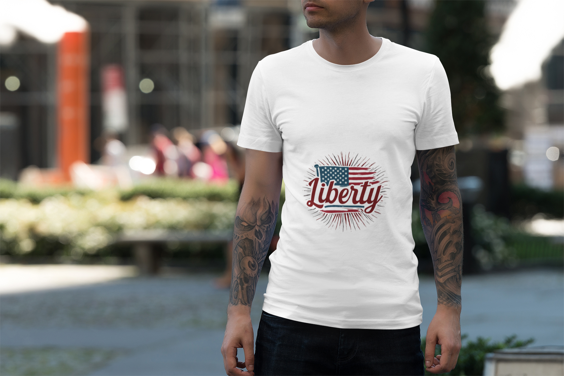 Heavy Cotten White/Ash Colour 'Liberty Freedom' Unisex T-Shirt product thumbnail image Heavy Cotten White/Ash Colour 'Liberty Freedom' Unisex T-Shirt product thumbnail image