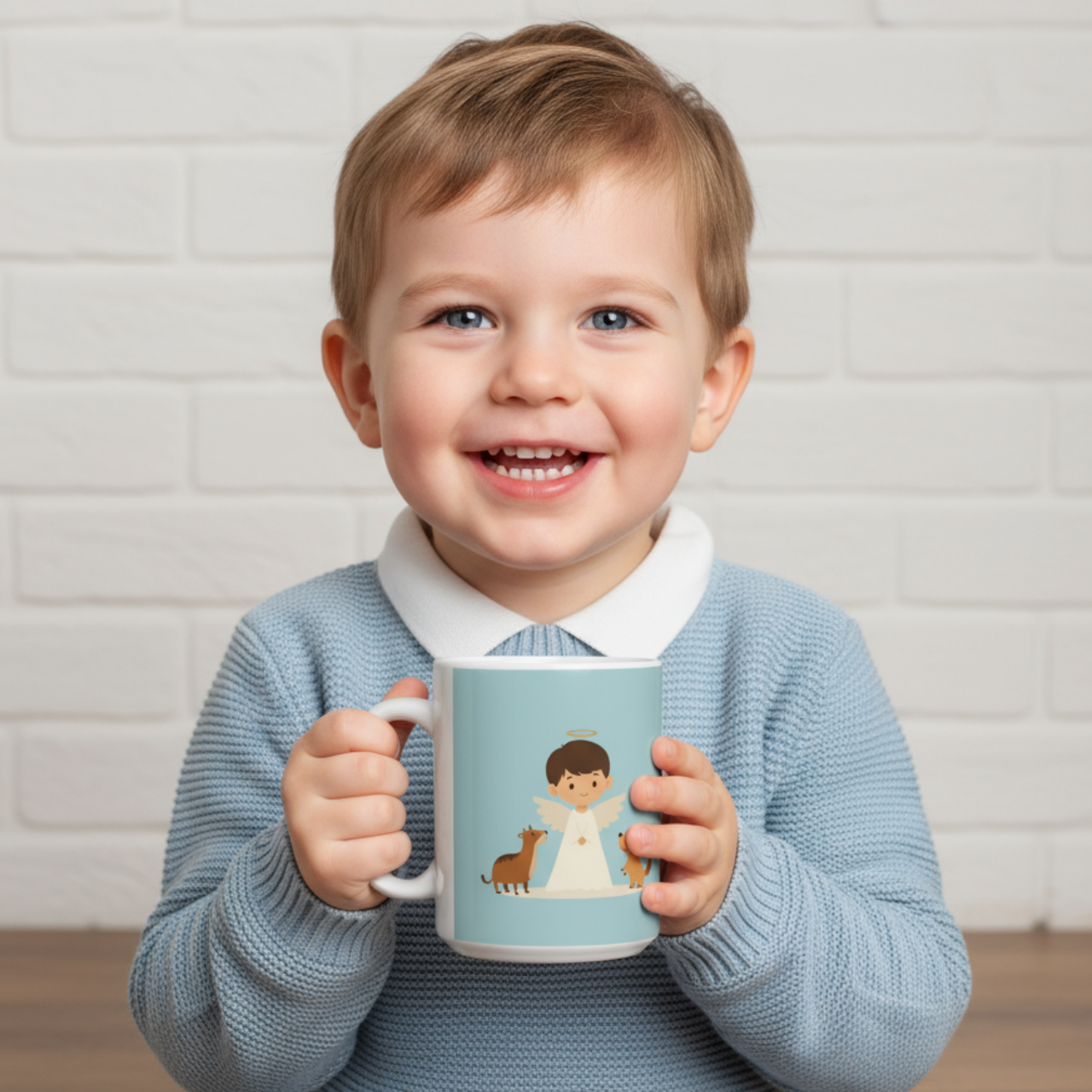 Kids Christian Mug – “I Am God’s Little Angel” Ceramic Cup, Best Faith Gift for Children, Cute Angel Boy Design