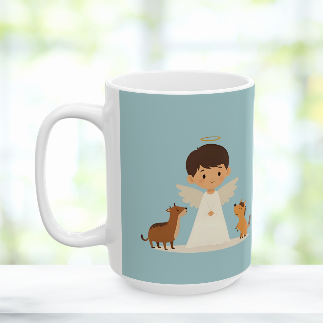 Kids Christian Mug – “I Am God’s Little Angel” Ceramic Cup, Best Faith Gift for Children, Cute Angel Boy Design product thumbnail image