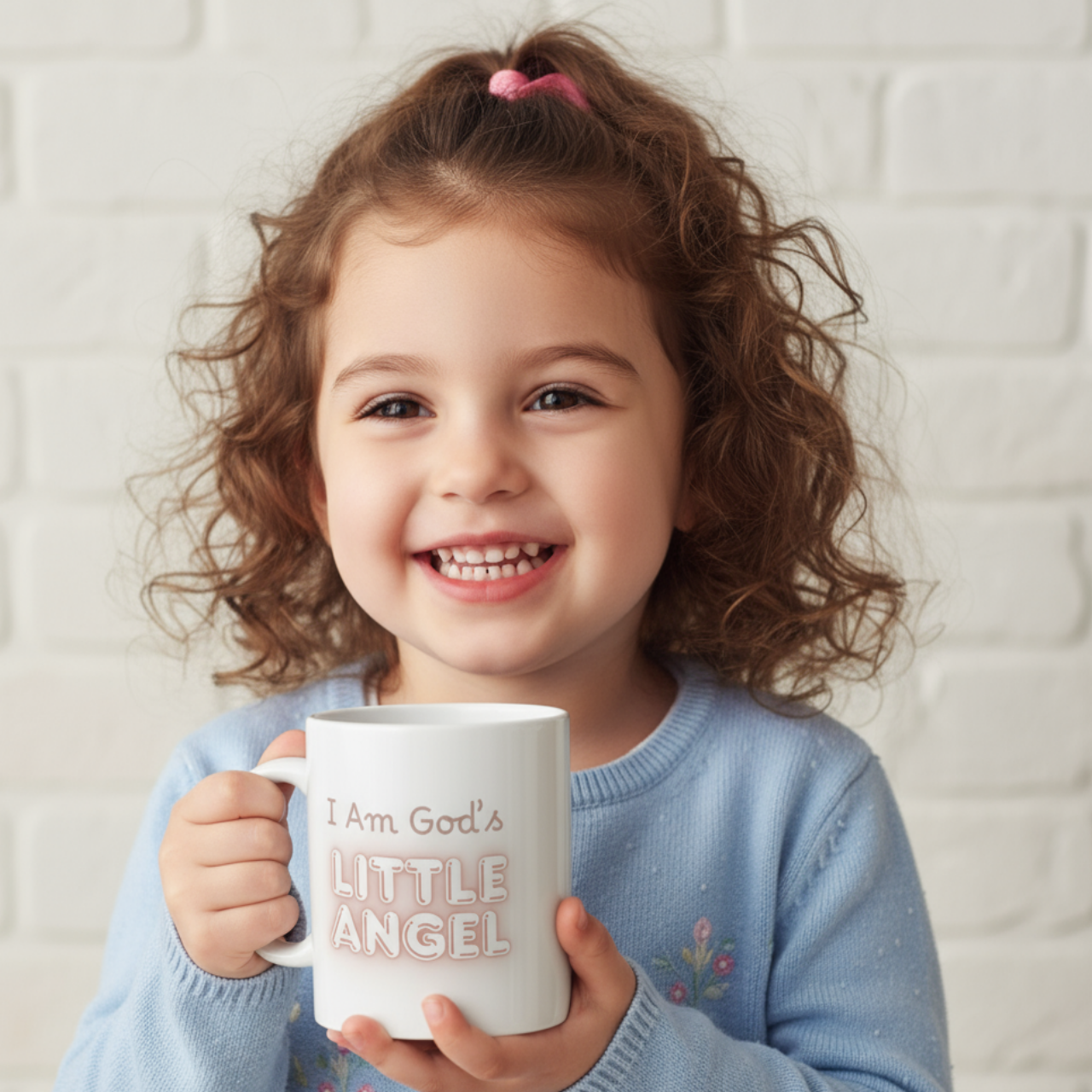Kids Christian Mug – “I Am God’s Little Angel” Ceramic Cup, Faith Gift for Children, Cute Angel Girl Design product thumbnail image