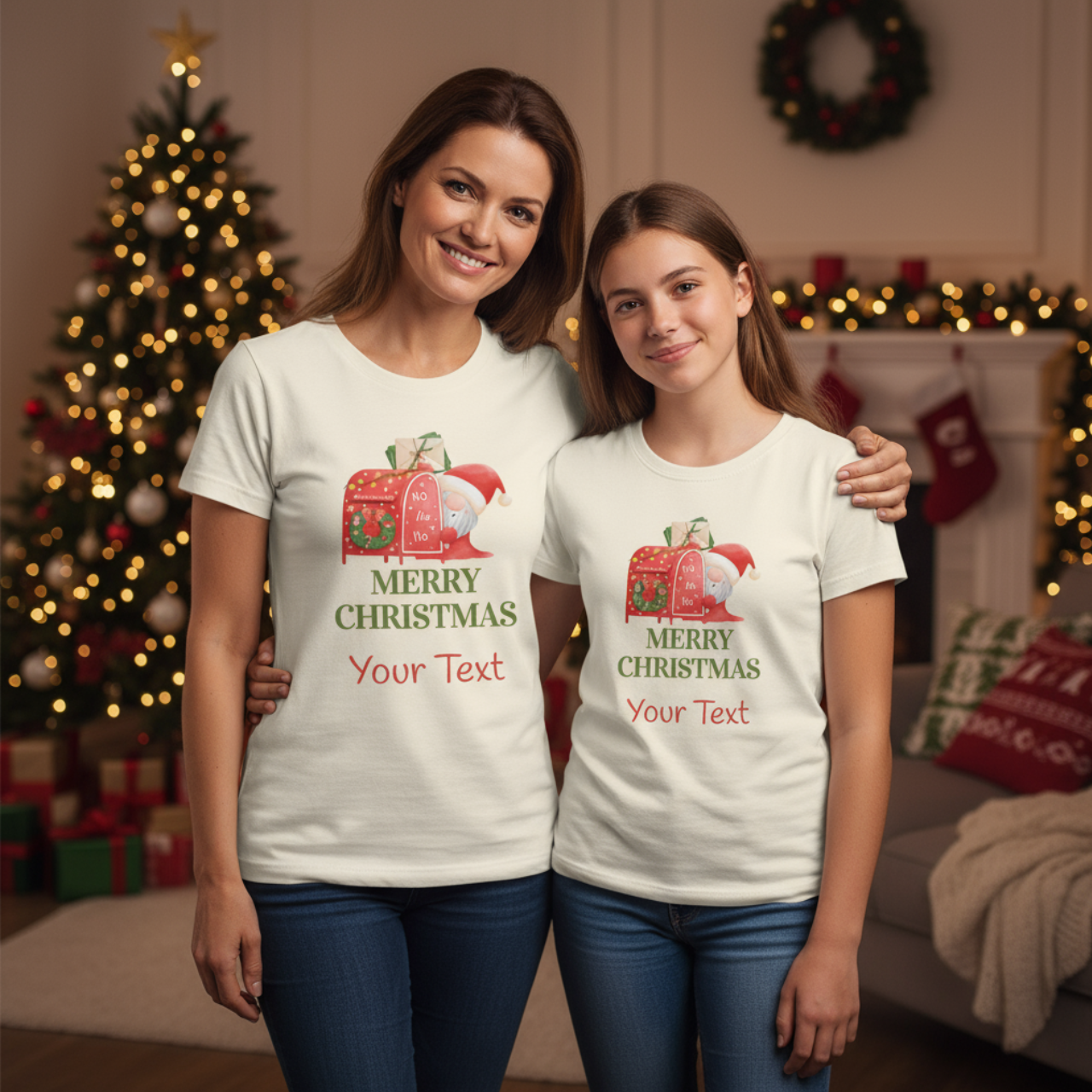 Merry Christmas Youth Custom Tee, Matching Family Christmas Shirts for Parents, Toddlers &amp; Kids, Personalized Gift, Christmas Celebration Wear, Seasonal Apparel 