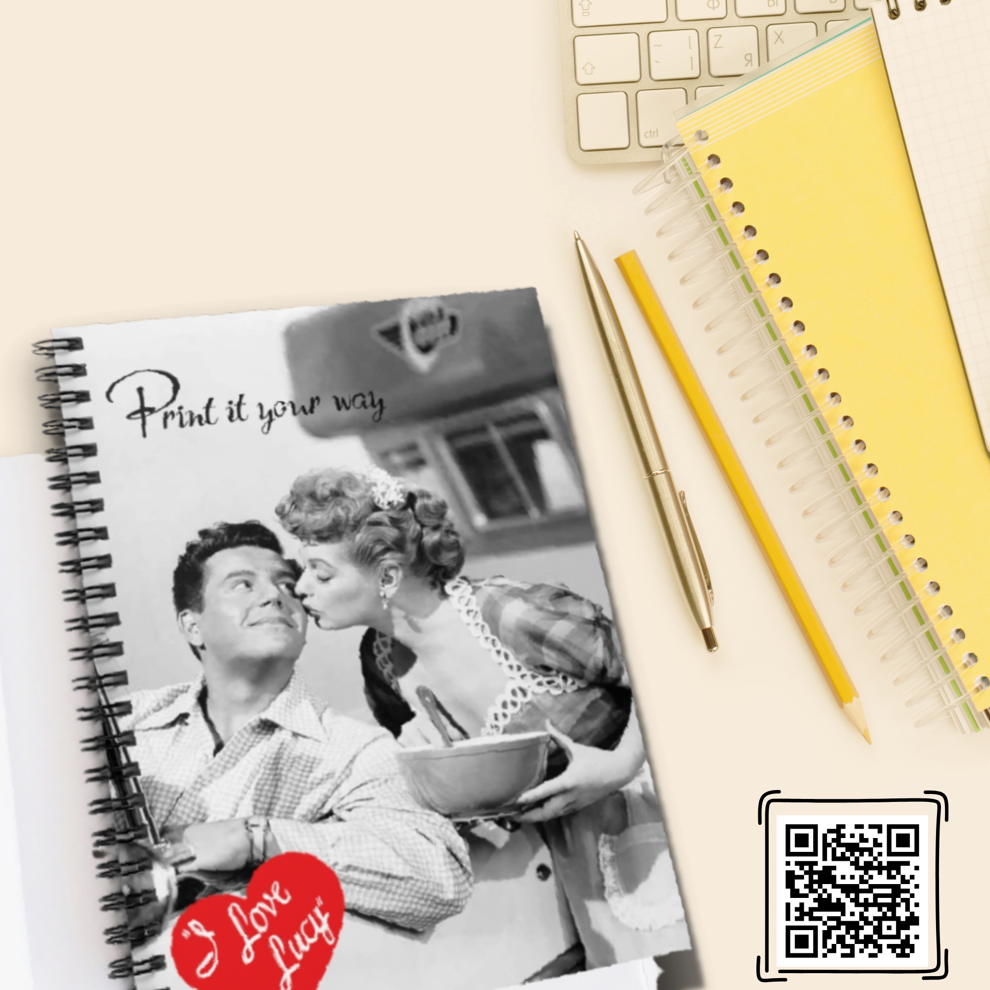 I Love Lucy Vintage | Personalize your own message | Spiral Notebook - Ruled Line, Gift for Fans, Journaling,, Gift for Holidays product thumbnail image I Love Lucy Vintage | Personalize your own message | Spiral Notebook - Ruled Line, Gift for Fans, Journaling,, Gift for Holidays product thumbnail image