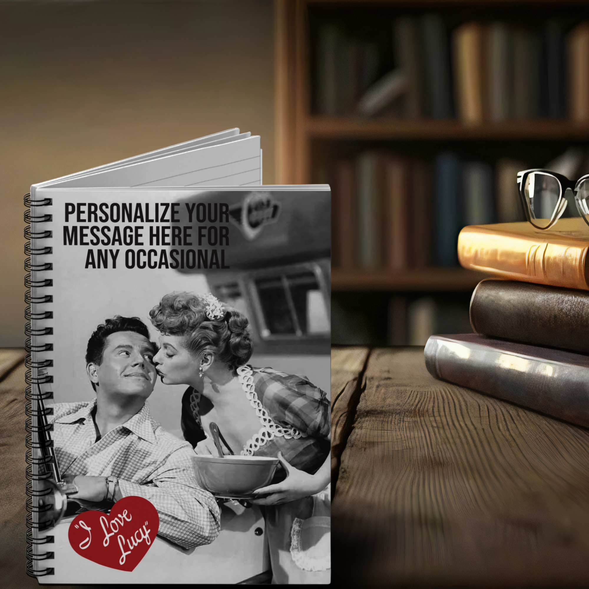 I Love Lucy Vintage | Personalize your own message | Spiral Notebook - Ruled Line, Gift for Fans, Journaling,, Gift for Holidays product thumbnail image I Love Lucy Vintage | Personalize your own message | Spiral Notebook - Ruled Line, Gift for Fans, Journaling,, Gift for Holidays product thumbnail image