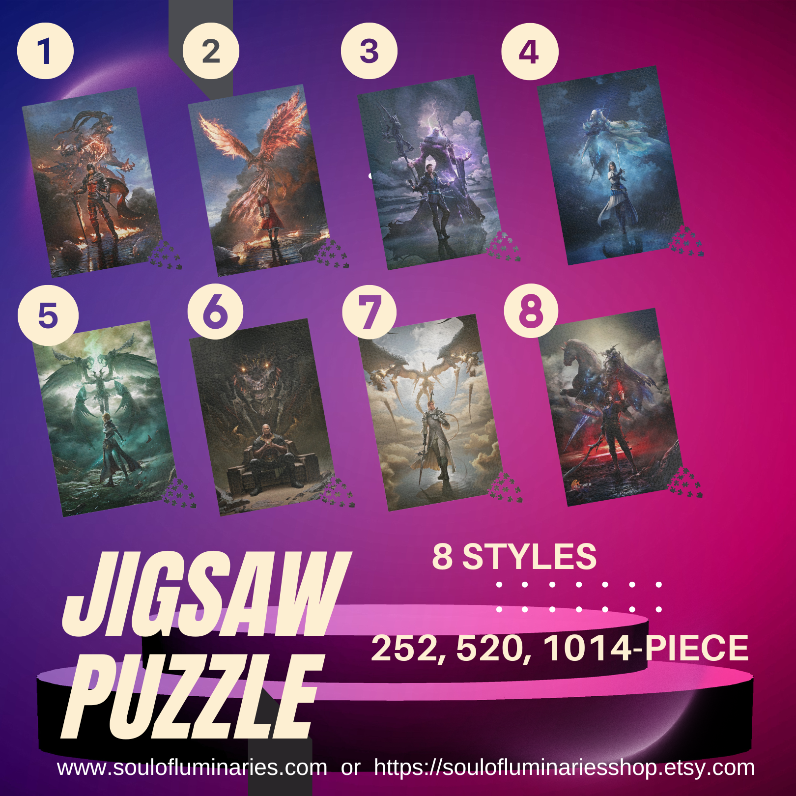Final Fantasy XVI | 8 style | (252, 520, 1014-piece) | Gamer Gift, Jigsaw, Brain Teaser, Entertainment, Hobby, Family Activity