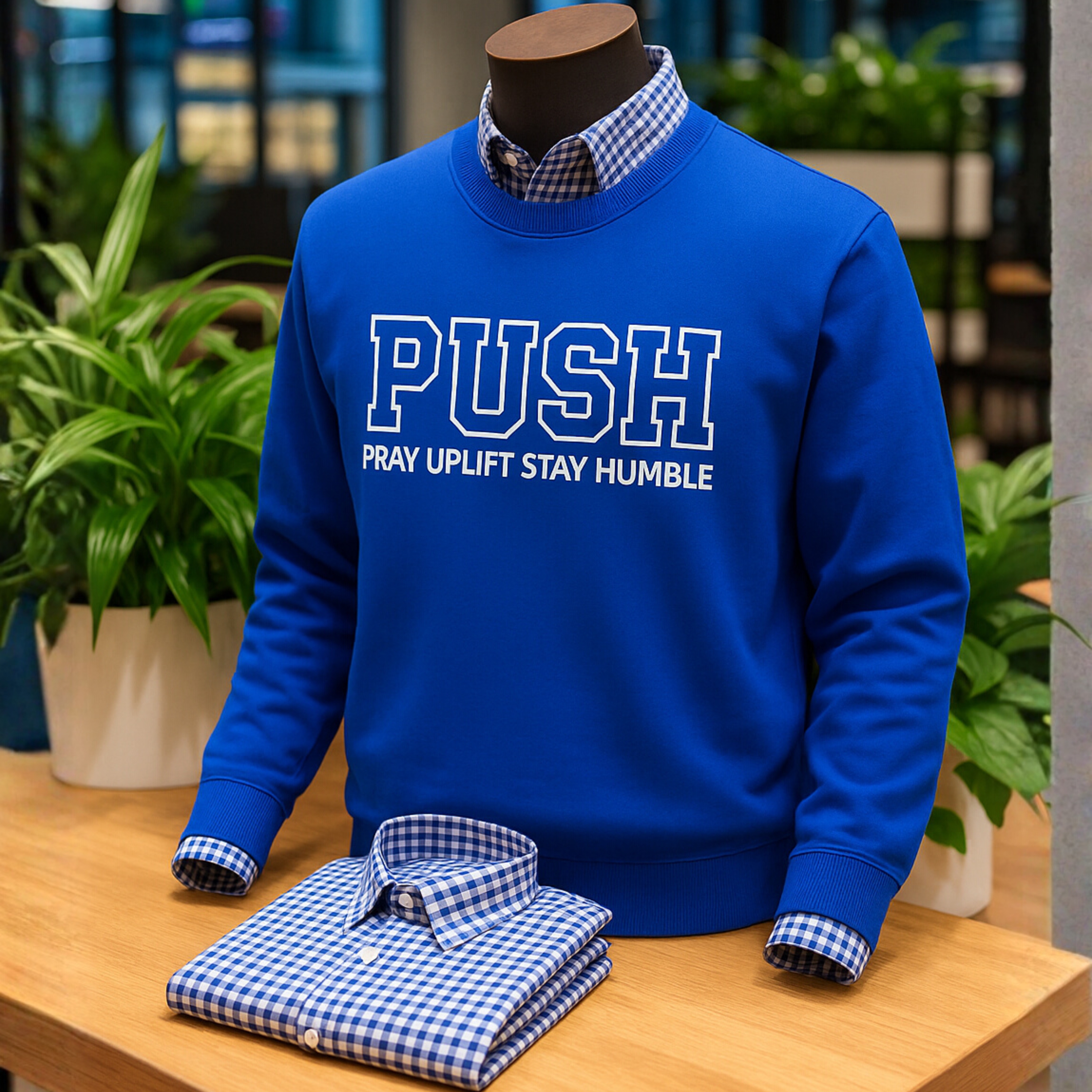 Unisex "PUSH" White Letterman Various Colors Sweatshirt