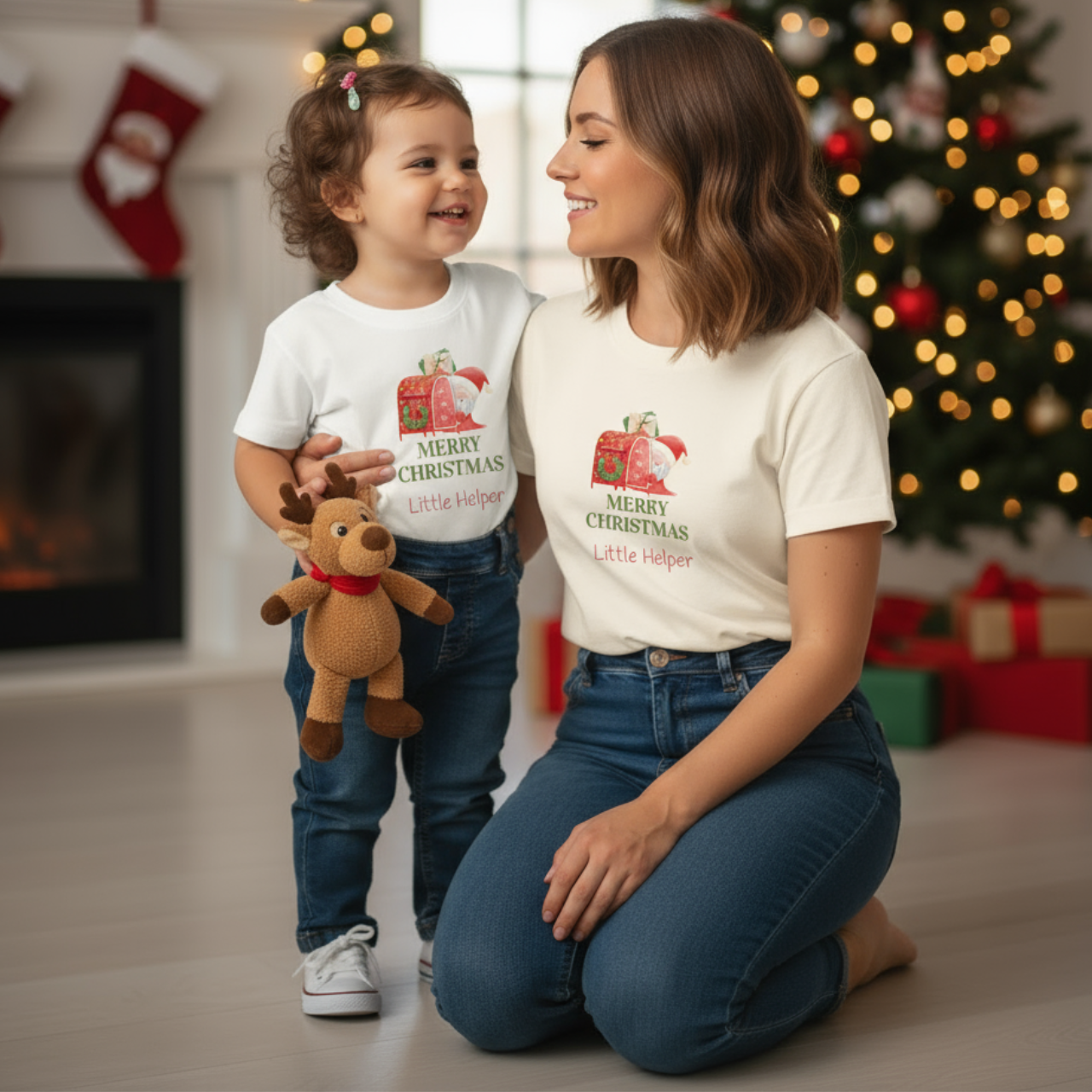 Merry Christmas Toddler Custom Tee, Matching Family Christmas Shirts for Parents, Toddlers &amp; Kids, Personalized Gift, Christmas Celebration Wear, Seasonal Apparel  product thumbnail image
