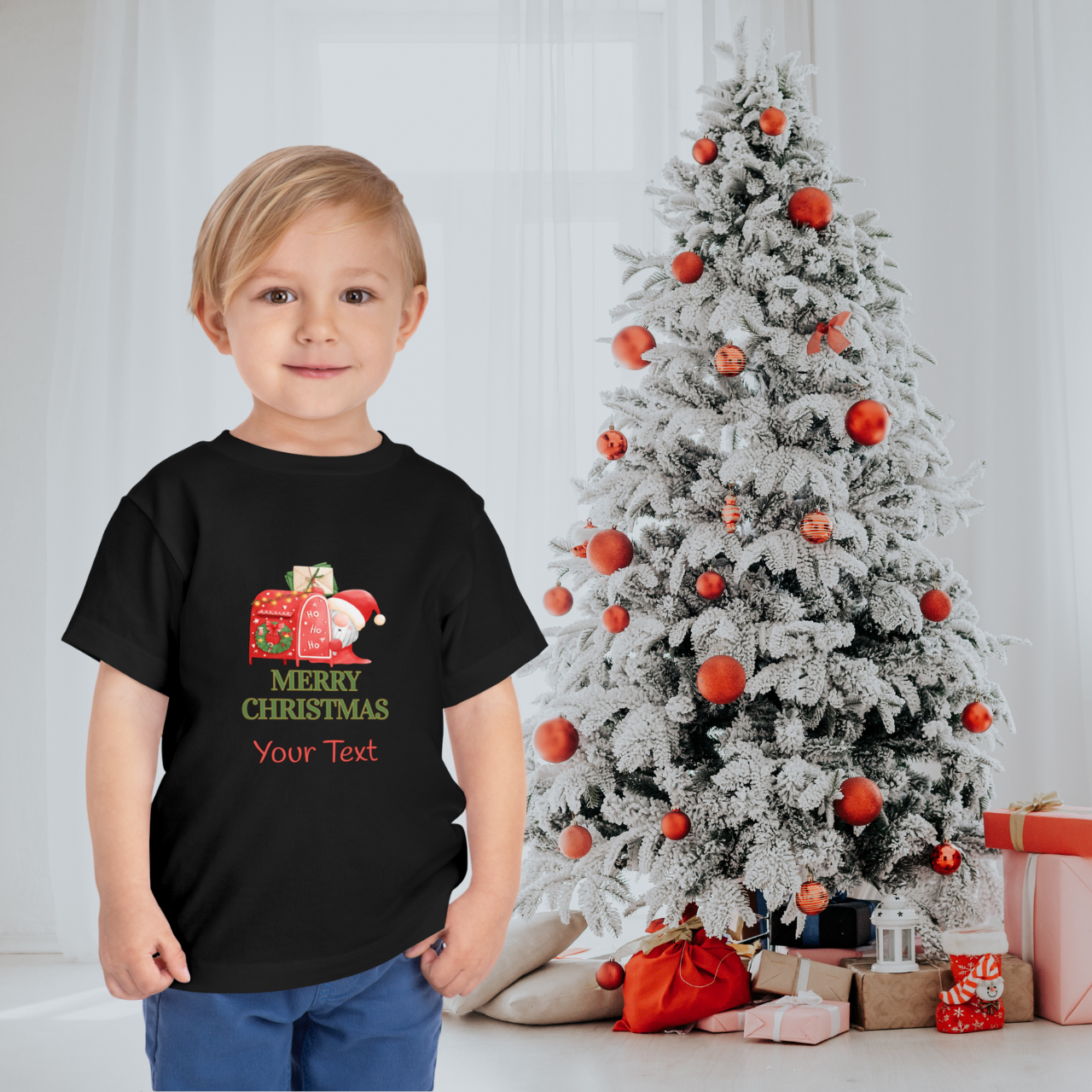 Merry Christmas Toddler Custom Tee, Matching Family Christmas Shirts for Parents, Toddlers &amp; Kids, Personalized Gift, Christmas Celebration Wear, Seasonal Apparel  product thumbnail image