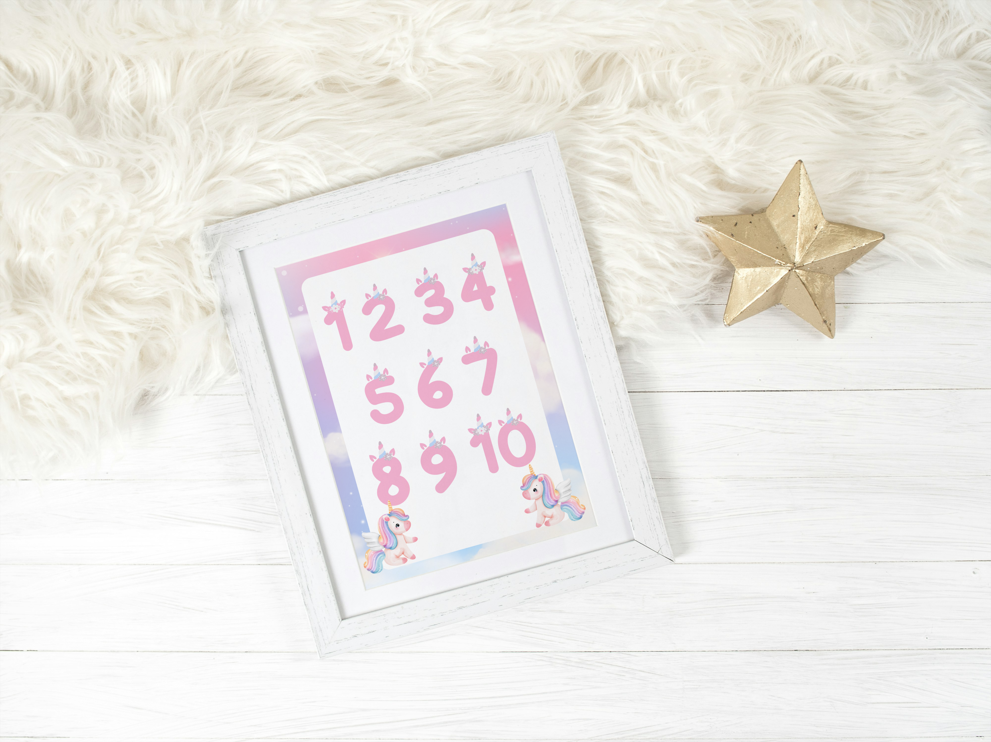 Whimsical Unicorn Kids' Poster | Nursery Decor, Playroom Art, Educational Wall Art, Rainbow Unicorns, Fun Number Chart
