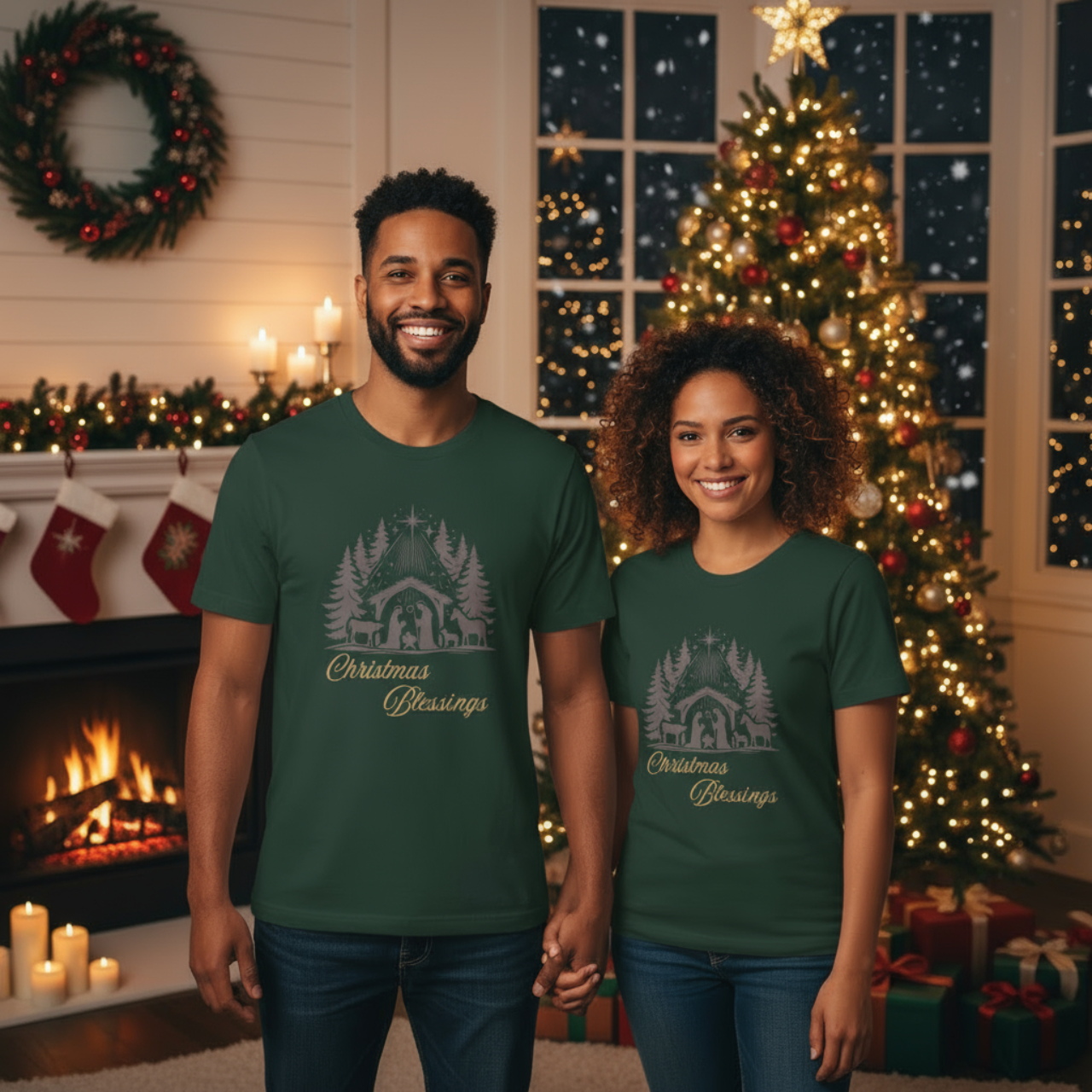 Christmas Blessings Unisex Tee | Festive Family Gathering Outfit, Seasonal Nature-Inspired Gift product thumbnail image Christmas Blessings Unisex Tee | Festive Family Gathering Outfit, Seasonal Nature-Inspired Gift product thumbnail image