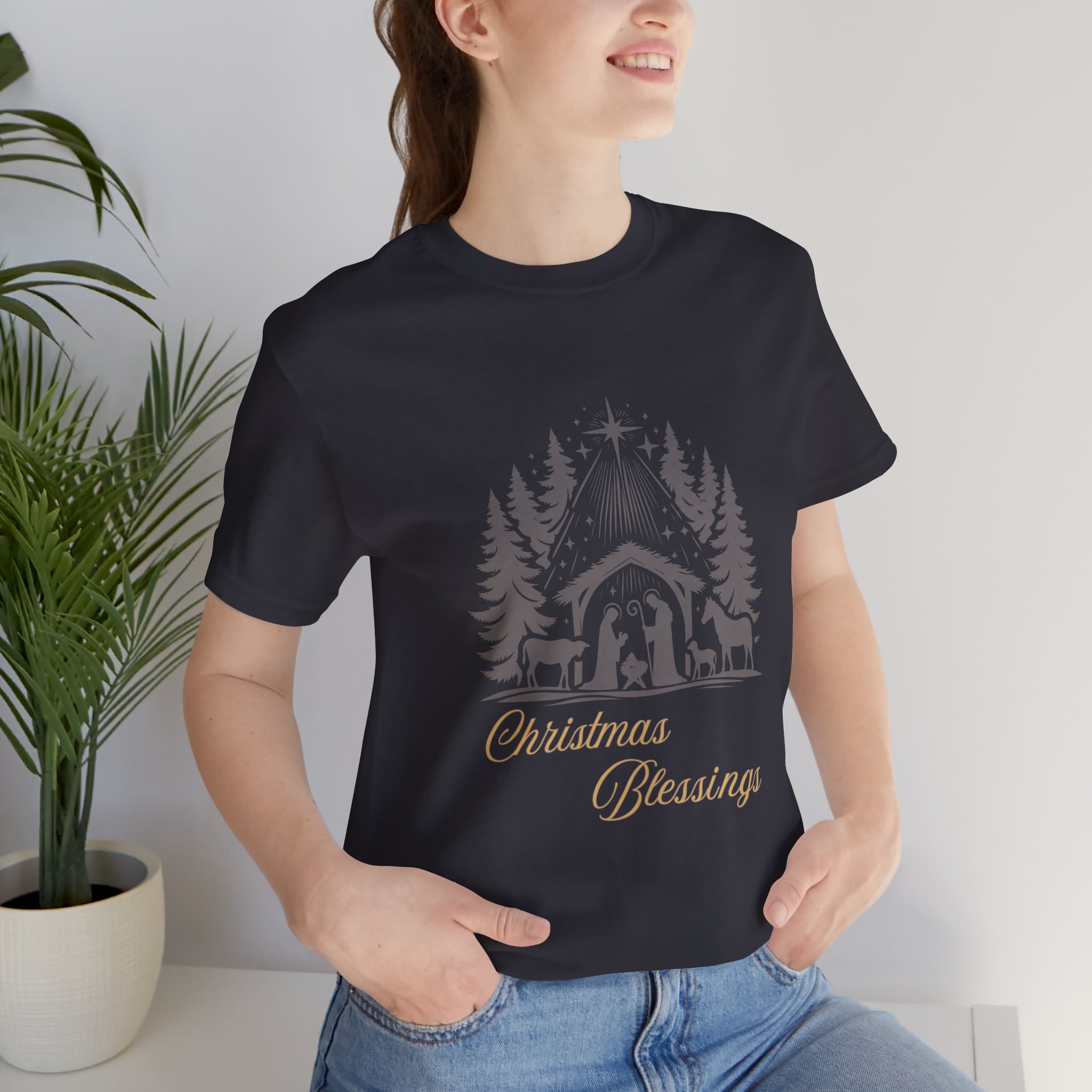 Christmas Blessings Unisex Tee | Festive Family Gathering Outfit, Seasonal Nature-Inspired Gift product thumbnail image Christmas Blessings Unisex Tee | Festive Family Gathering Outfit, Seasonal Nature-Inspired Gift product thumbnail image