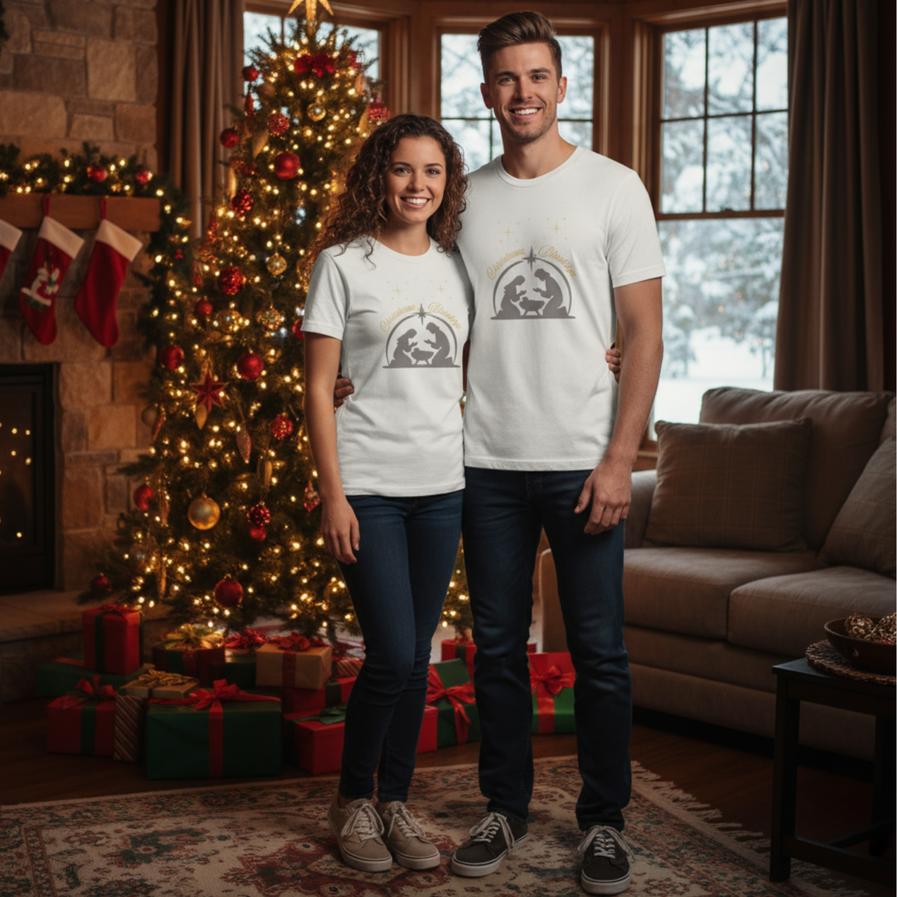Christmas Nativity Scene Tee, Holiday Shirt, Unisex Christmas Gift, Religious T-Shirt, Xmas Celebration Apparel, Family Gathering Shirt product thumbnail image