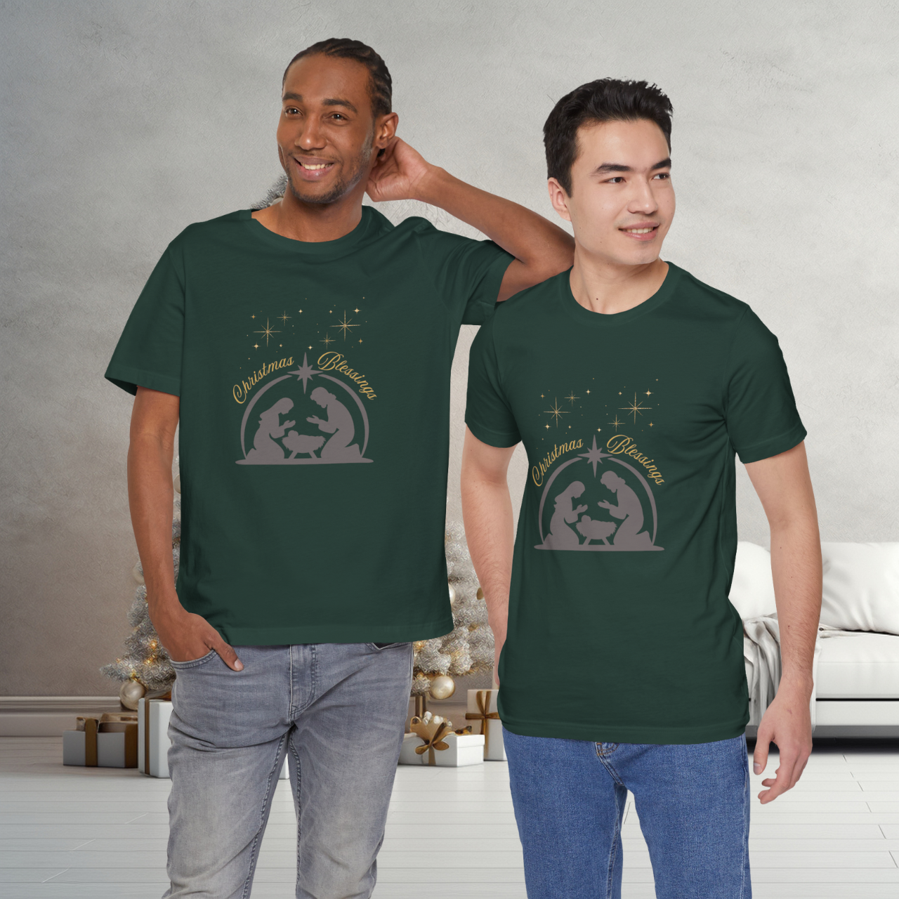 Christmas Nativity Scene Tee, Holiday Shirt, Unisex Christmas Gift, Religious T-Shirt, Xmas Celebration Apparel, Family Gathering Shirt product thumbnail image
