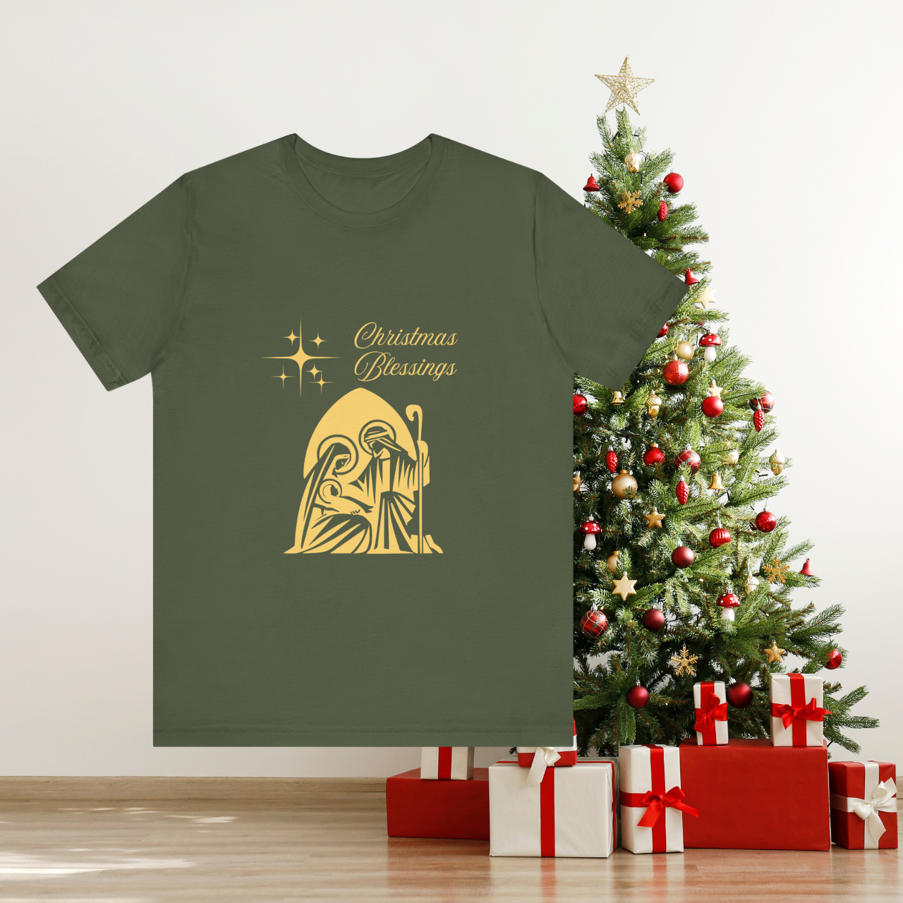 Christmas Message Tee, Unisex Christmas T-Shirt, Holiday Gift Shirt, Religious Tee, Festive Apparel product thumbnail image Christmas Message Tee, Unisex Christmas T-Shirt, Holiday Gift Shirt, Religious Tee, Festive Apparel product thumbnail image